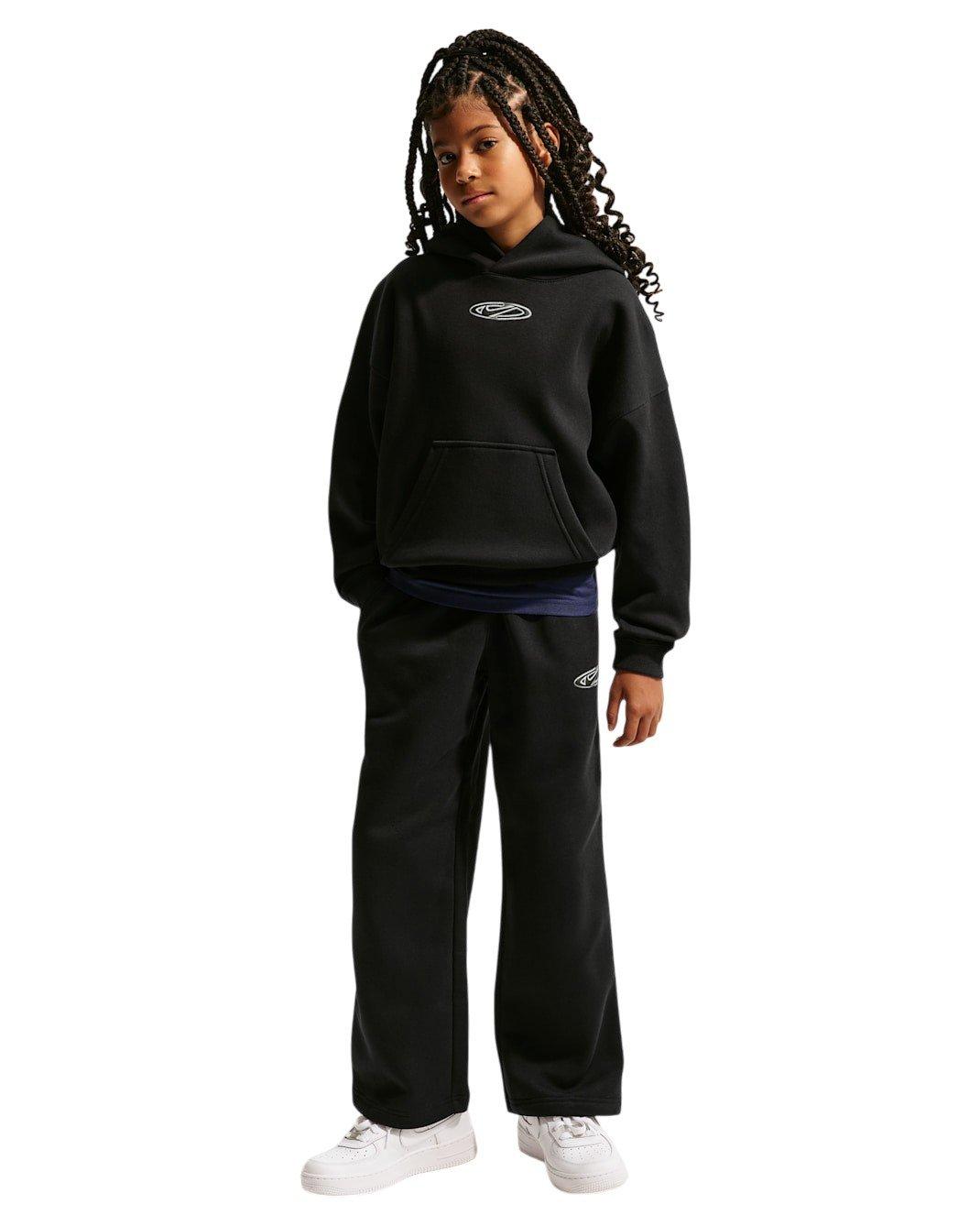 Nike Big Kids' Sportswear Club Fleece Oversized Hoodie - Black - BLACK Thumbnail View 5