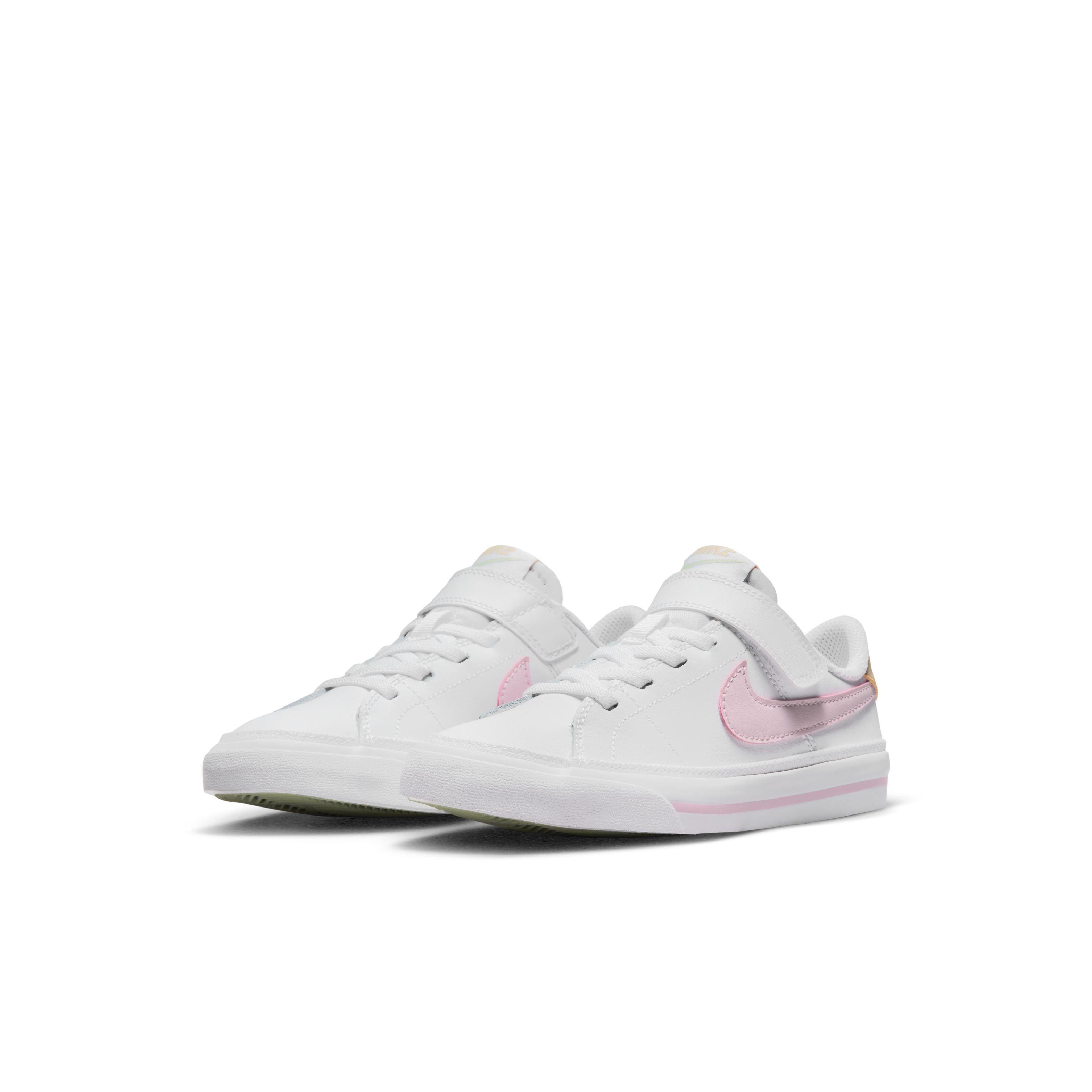 Nike Court Legacy Preschool Girls' "White/Sesame/Honeydew/Pink Foam" Shoe