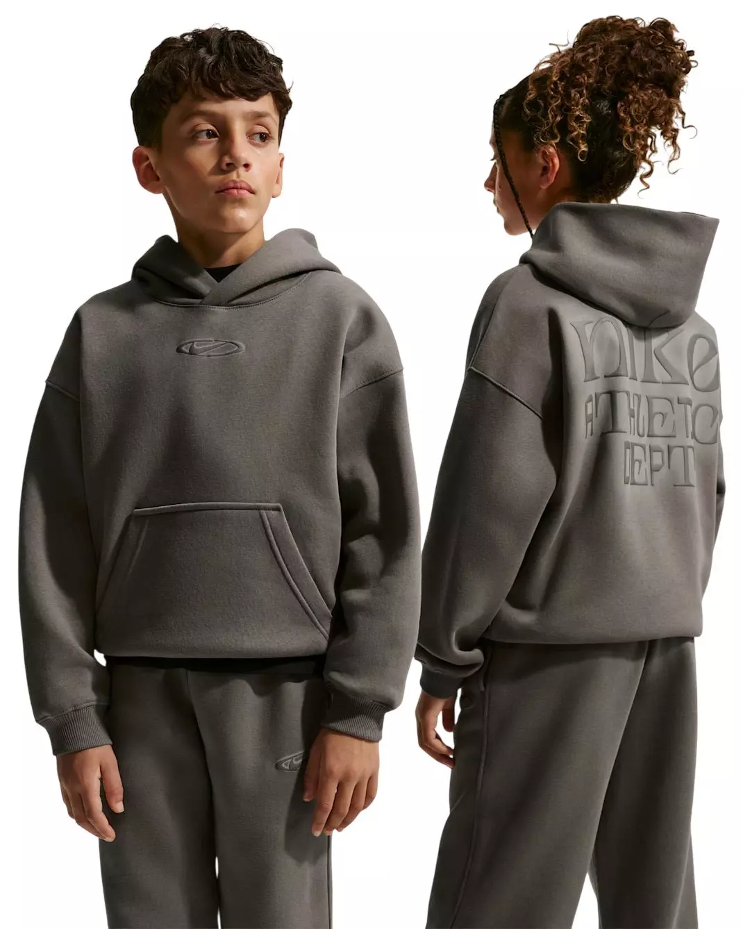 Nike Big Kids' Sportswear Club Fleece Oversized Hoodie - Dark Grey - DARK GREY