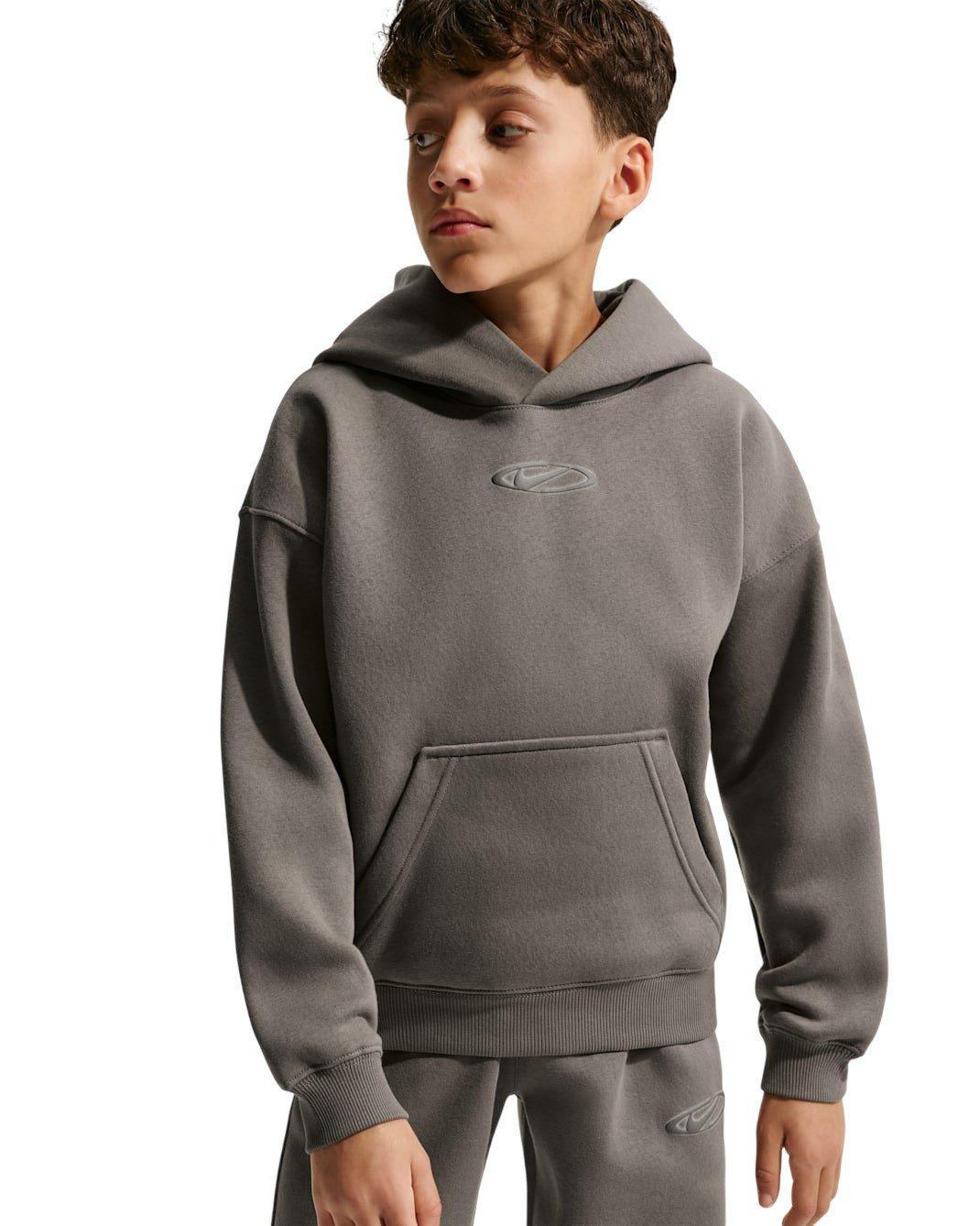 Nike Big Kids' Sportswear Club Fleece Oversized Hoodie - Dark Grey - DARK GREY Thumbnail View 3