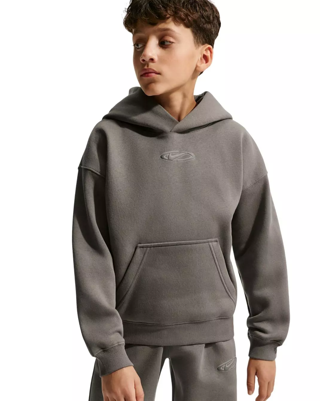 Nike Big Kids' Sportswear Club Fleece Oversized Hoodie - Dark Grey - DARK GREY