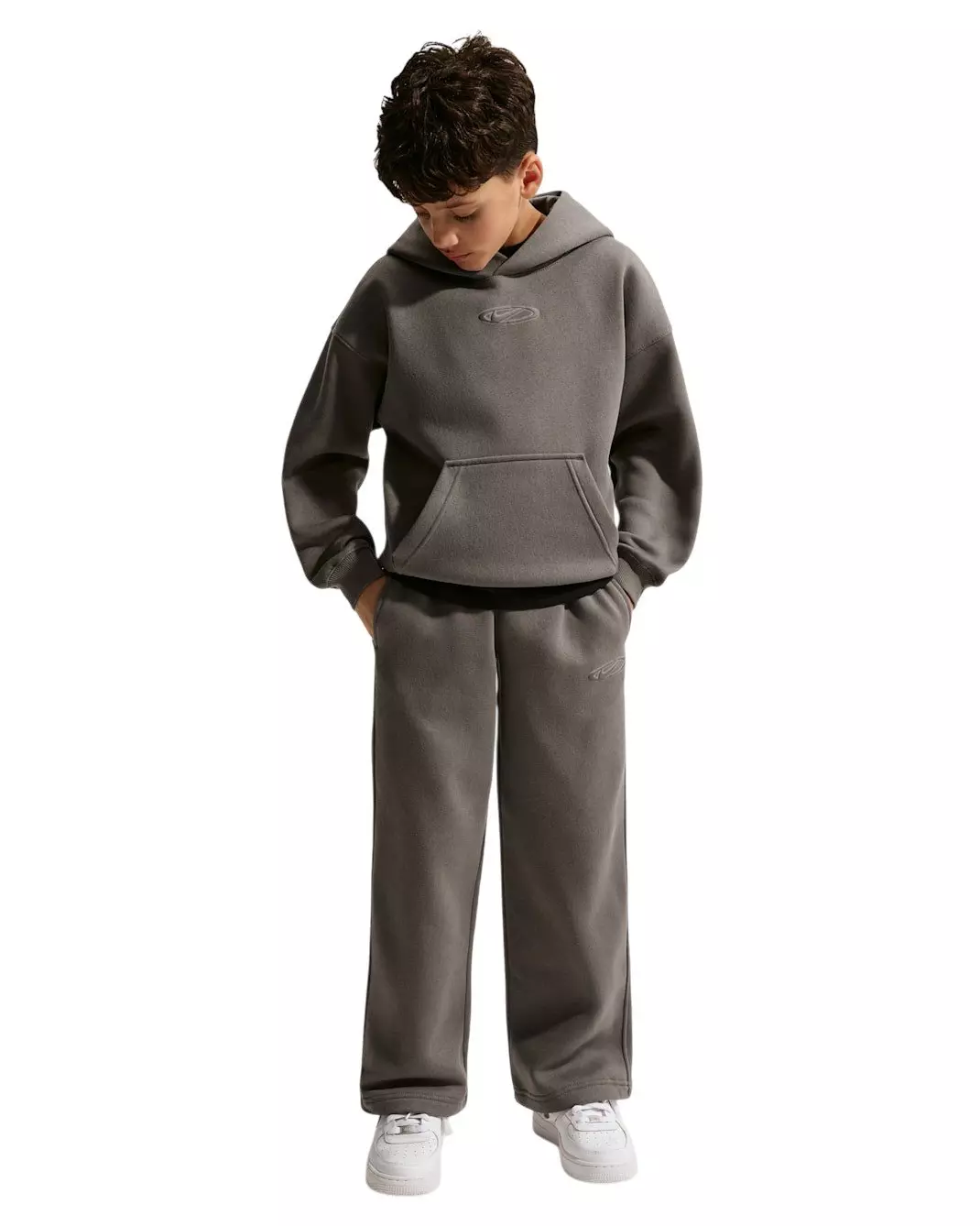 Nike Big Kids' Sportswear Club Fleece Oversized Hoodie - Dark Grey - DARK GREY