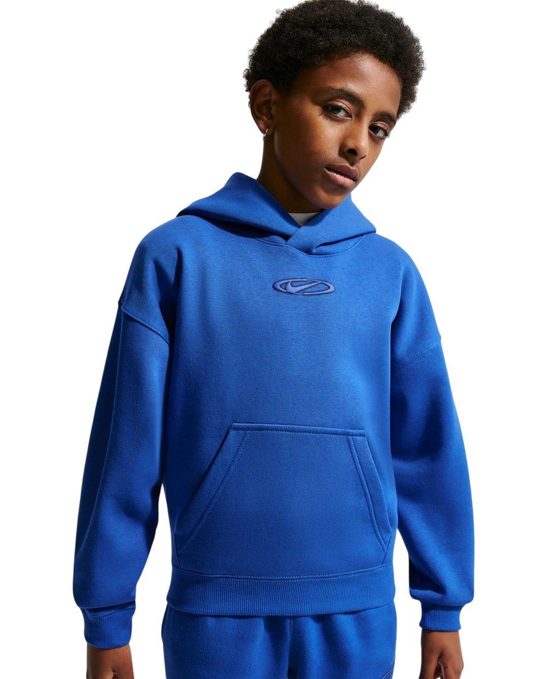 Nike Big Kids' Sportswear Club Fleece Oversized Hoodie - Blue - BLUE Thumbnail View 3