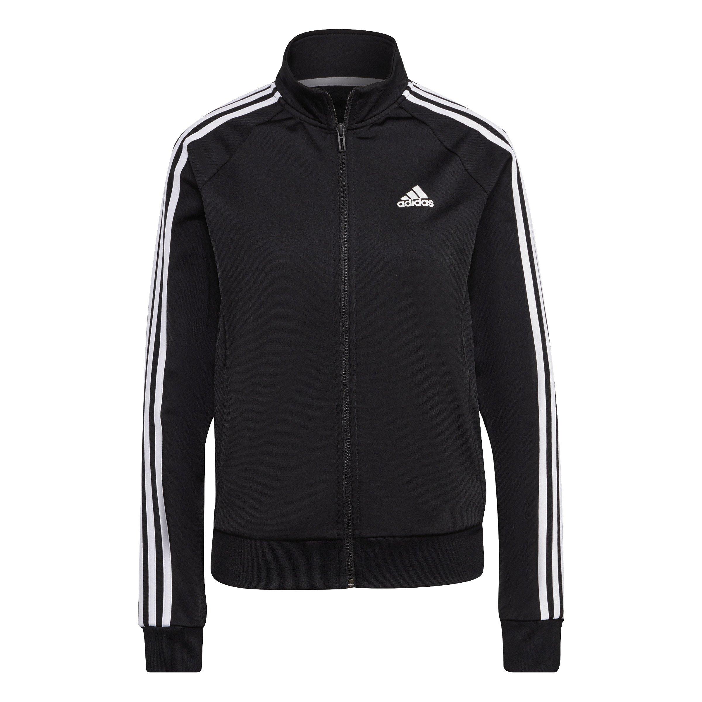 adidas Women's Primegreen Essentials Warm-Up Slim 3-Stripes Track Top - Black - BLACK Thumbnail View 2