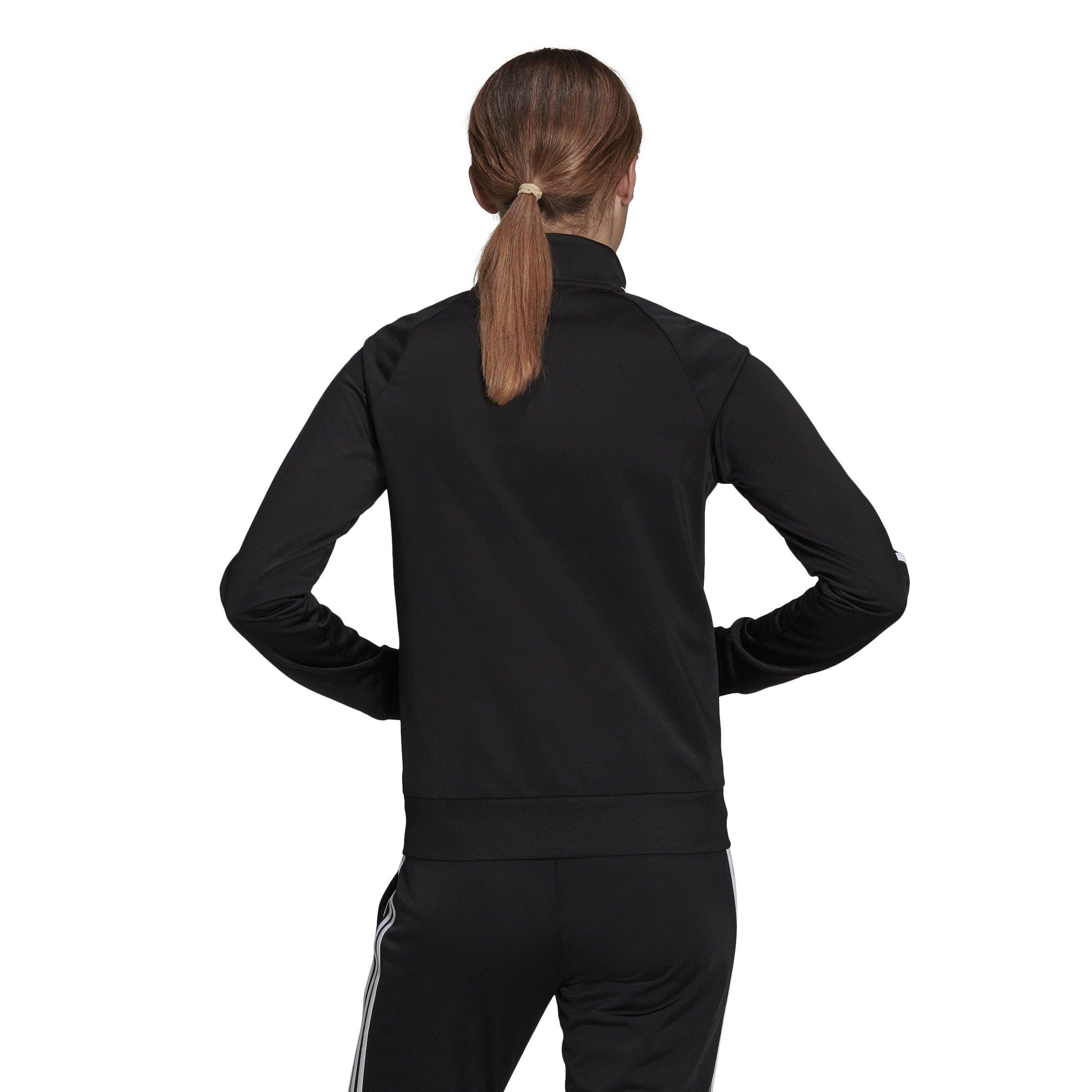 adidas Women's Primegreen Essentials Warm-Up Slim 3-Stripes Track Top - Black - BLACK Thumbnail View 3
