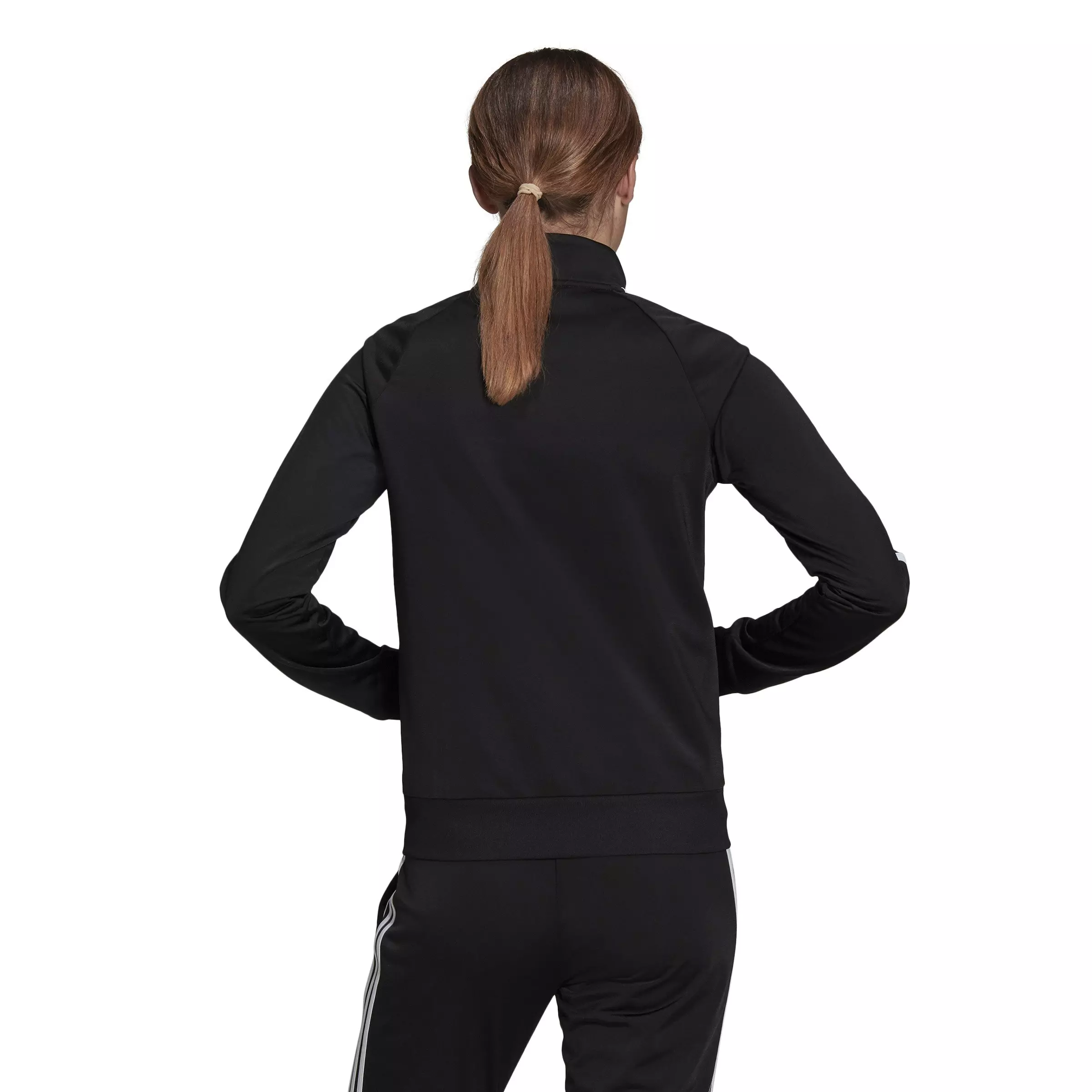 adidas Women's Primegreen Essentials Warm-Up Slim 3-Stripes Track Top - Black - BLACK