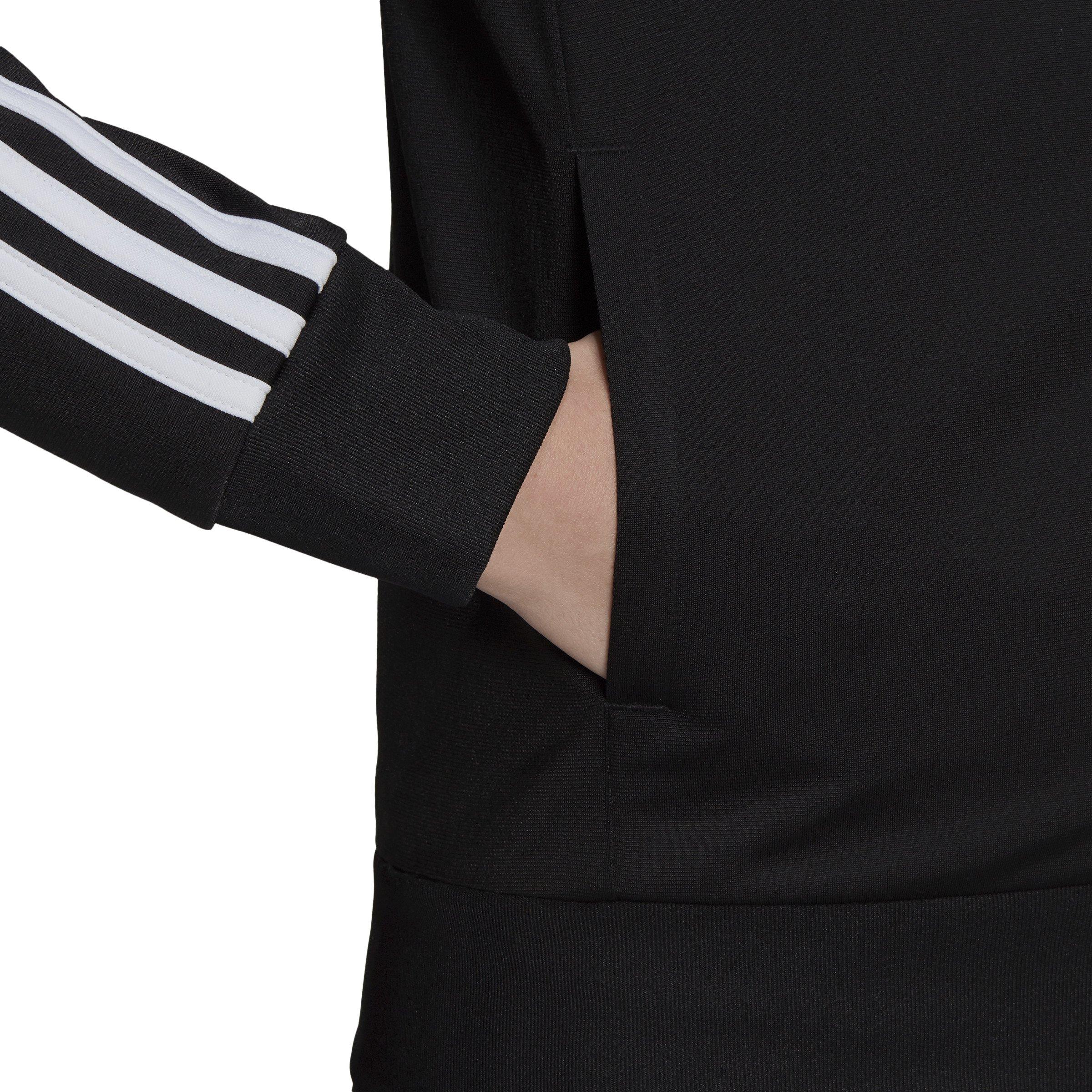 adidas Women's Primegreen Essentials Warm-Up Slim 3-Stripes Track Top - Black - BLACK Thumbnail View 4