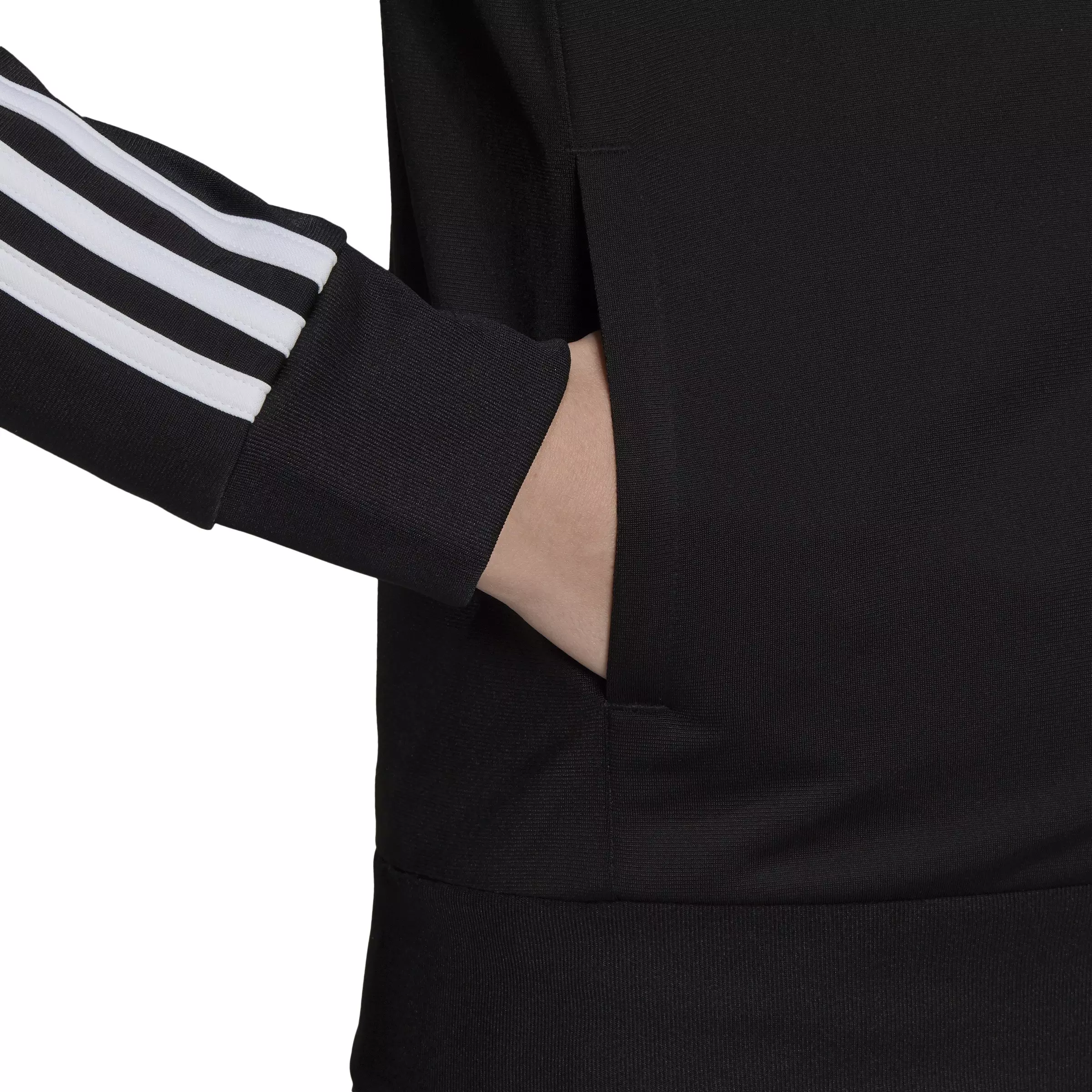 adidas Women's Primegreen Essentials Warm-Up Slim 3-Stripes Track Top - Black - BLACK