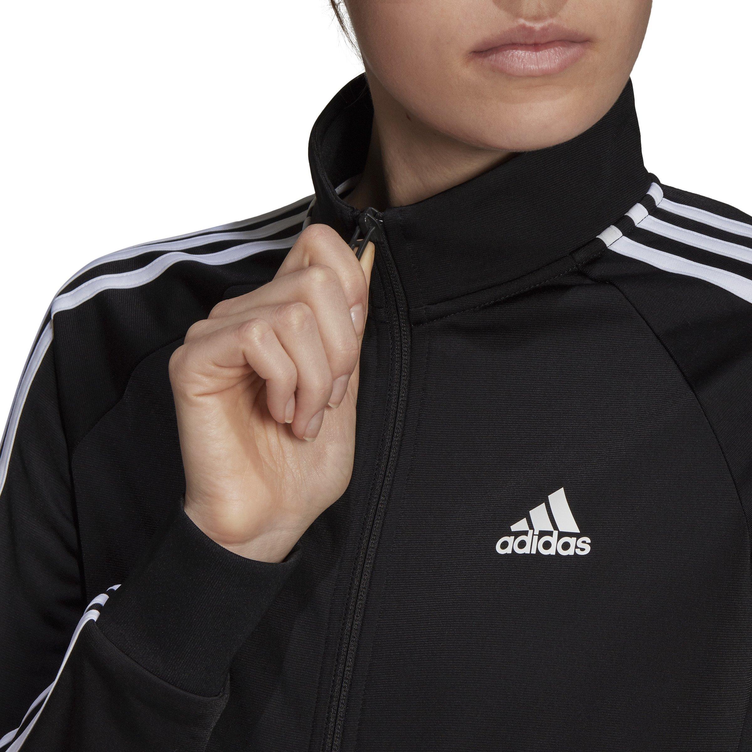 adidas Women's Primegreen Essentials Warm-Up Slim 3-Stripes Track Top - Black - BLACK Thumbnail View 5
