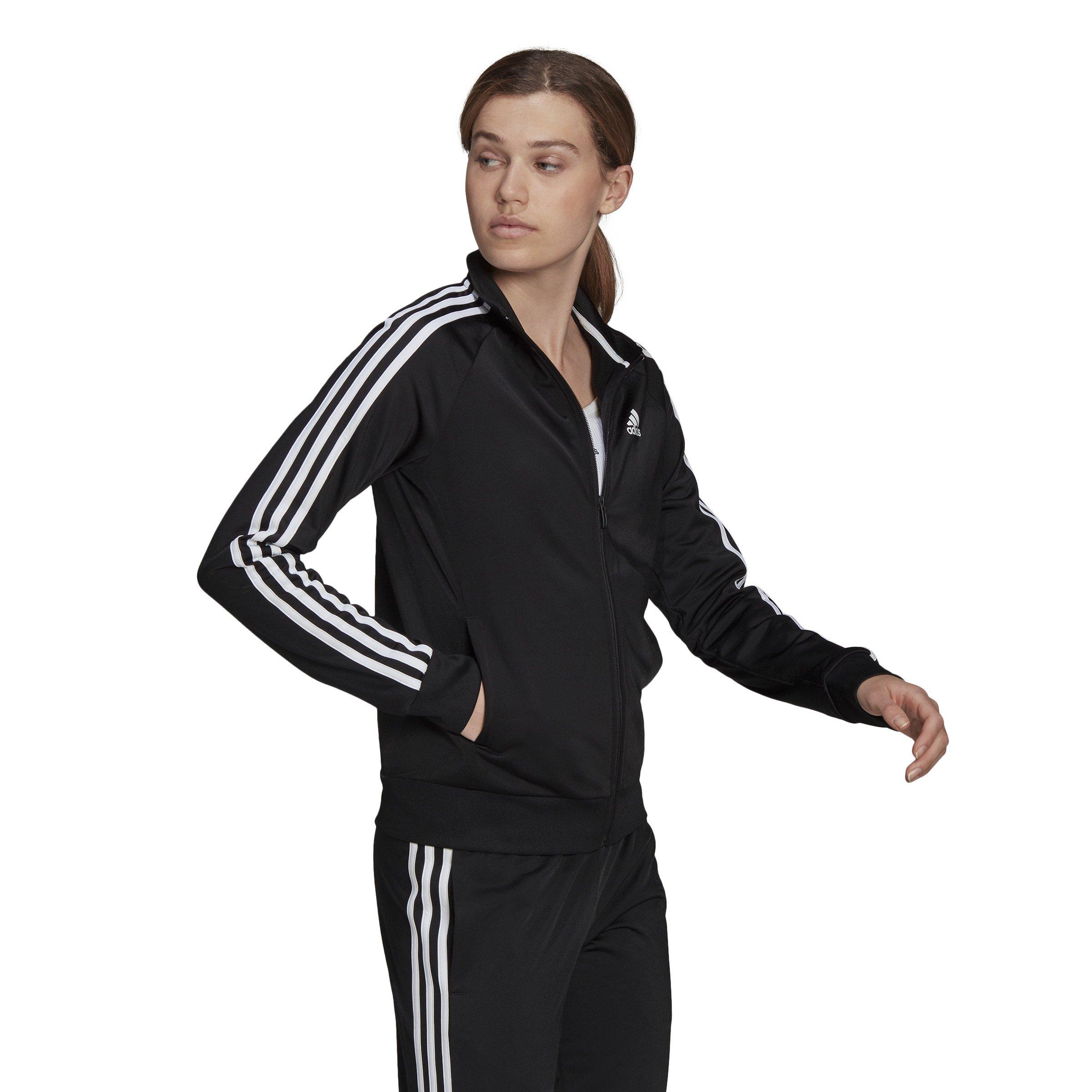 adidas Women's Primegreen Essentials Warm-Up Slim 3-Stripes Track Top - Black - BLACK Thumbnail View 6