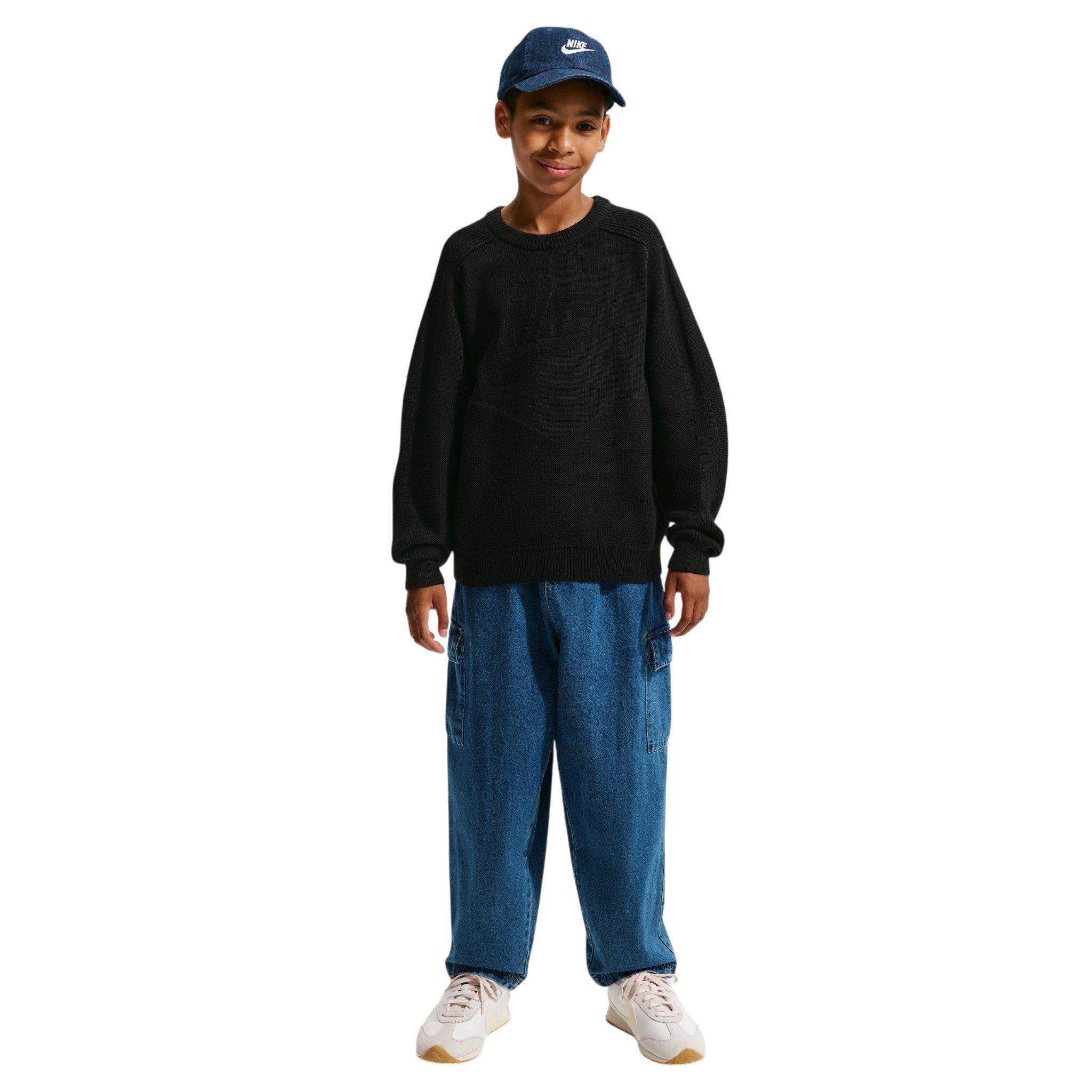 Nike Big Kids' Sportswear Crewneck Sweater - Black - BLACK Thumbnail View 6