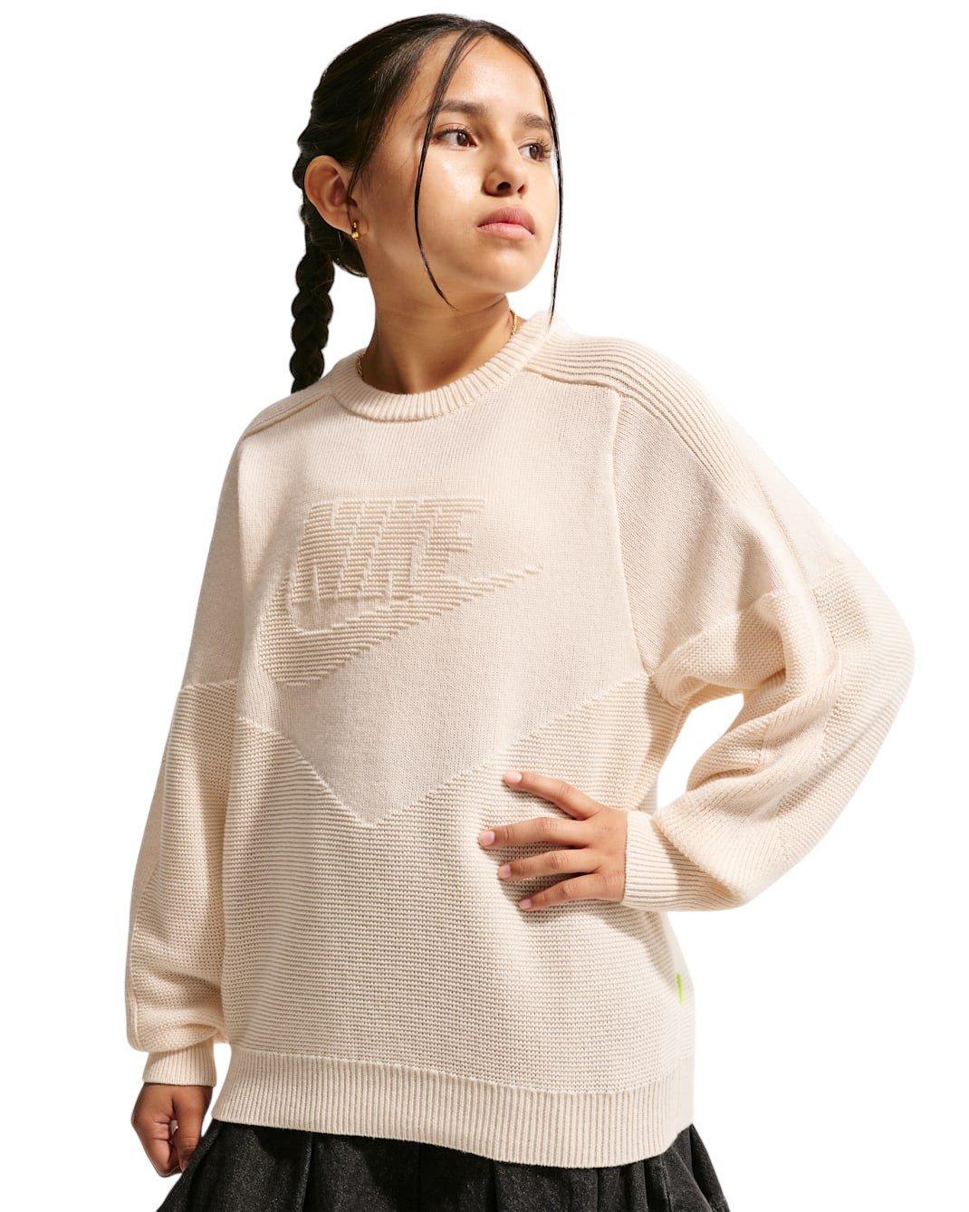 Nike Big Kids' Sportswear Crewneck Sweater - White - WHITE Thumbnail View 3
