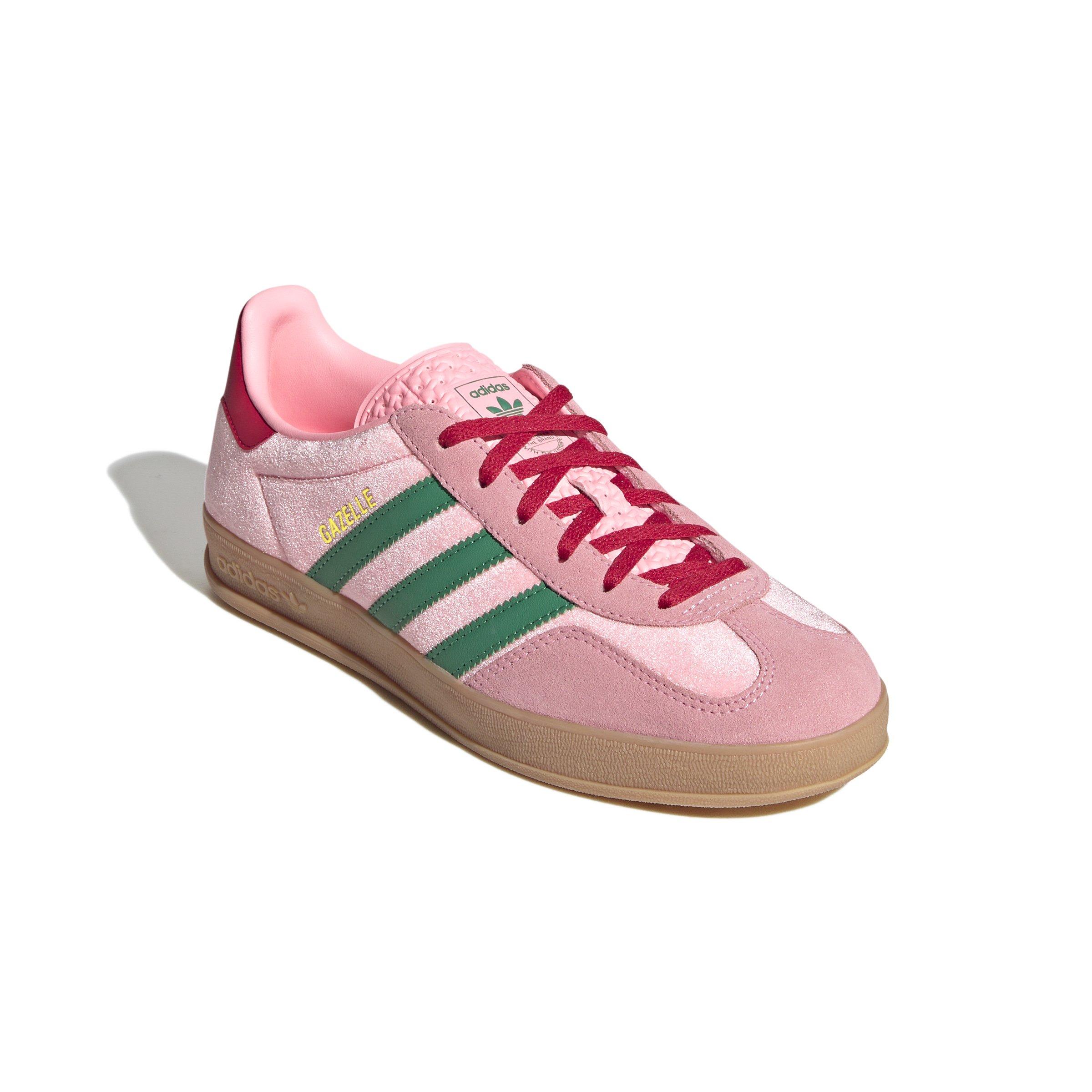 adidas Originals Gazelle "Court Green/Glow Pink/Gum 3" Women's Shoe - GREEN/PINK/GUM Thumbnail View 3
