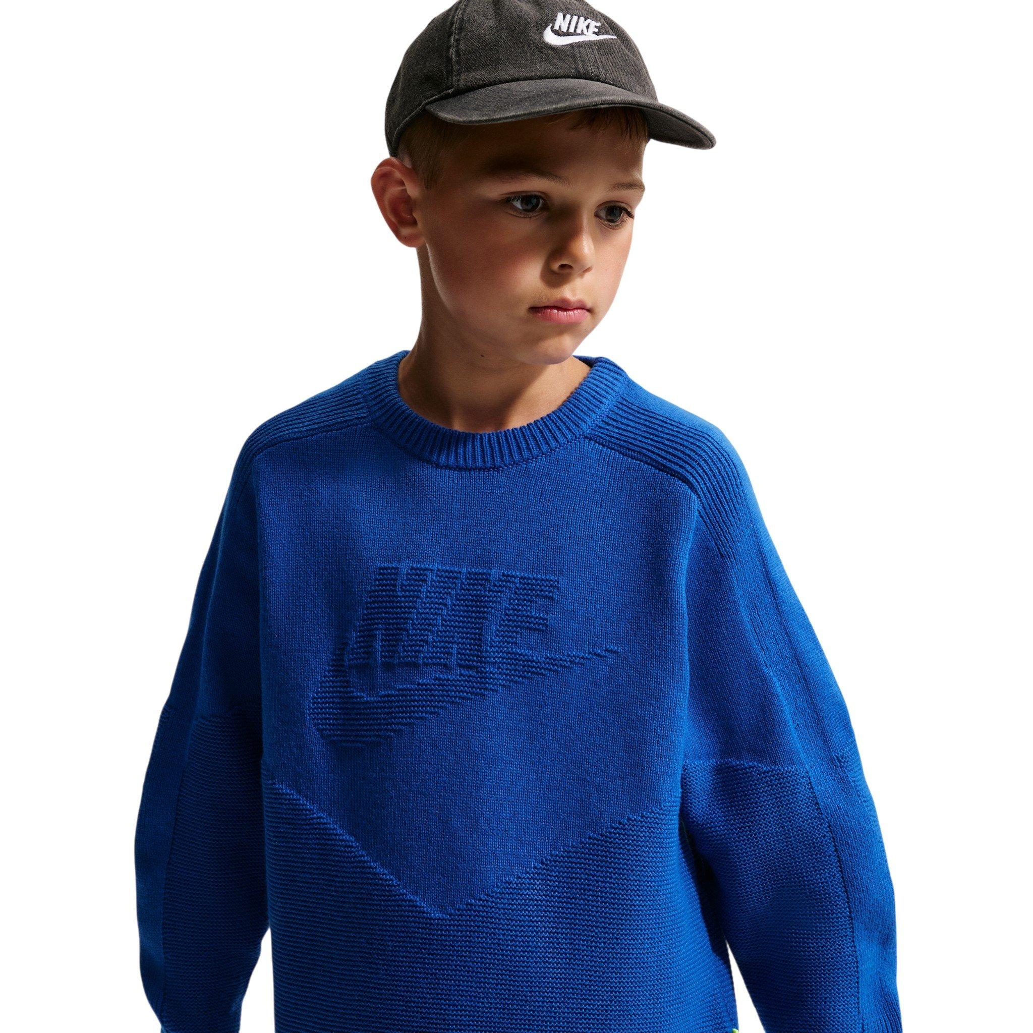 Nike Big Kids' Sportswear Crewneck Sweater - Blue - BLUE Thumbnail View 3
