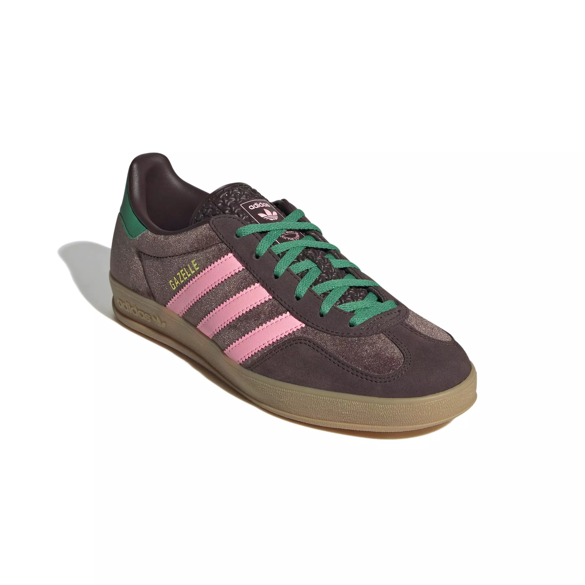 adidas Originals Gazelle "Dark Brown/Glow Pink/Court Green" Women's Shoe - DK BROWN/PINK/GREEN