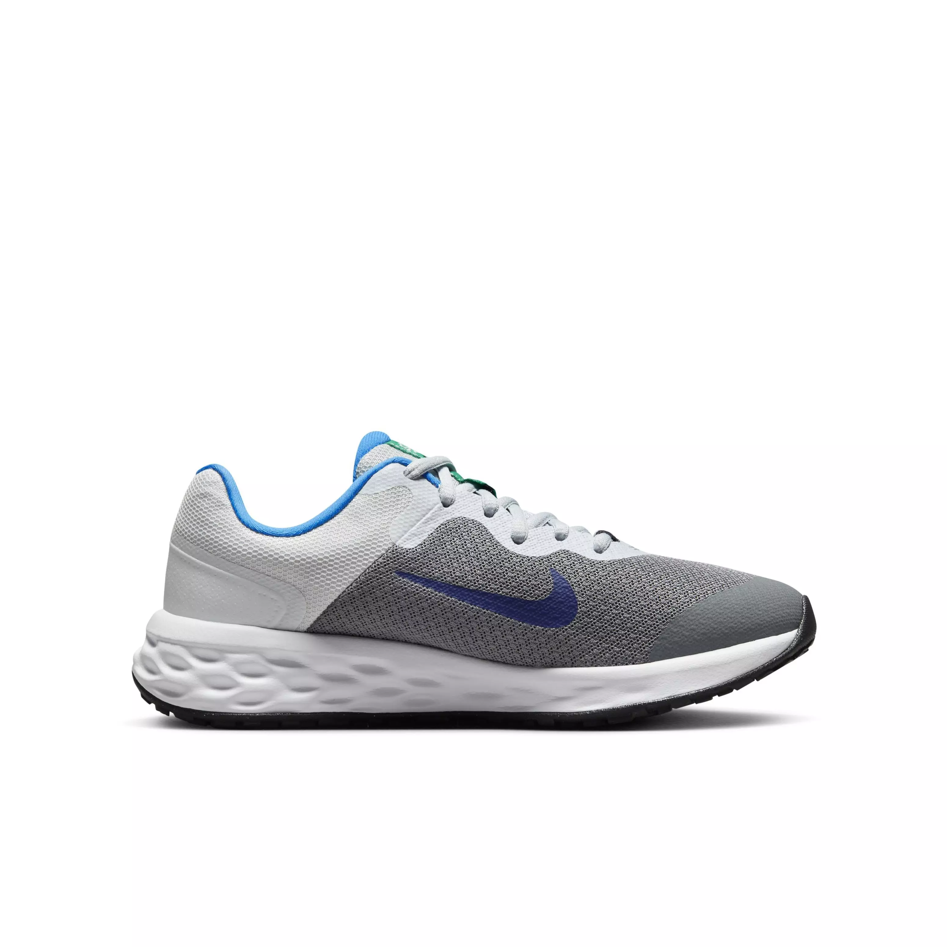 Nike Revolution 6 "Cool Grey/Deep Royal Blue/Pure Platinum/Photo Blue" Grade School Boys' Running Shoe - GREY/ROYAL/PLATINUM/BLUE