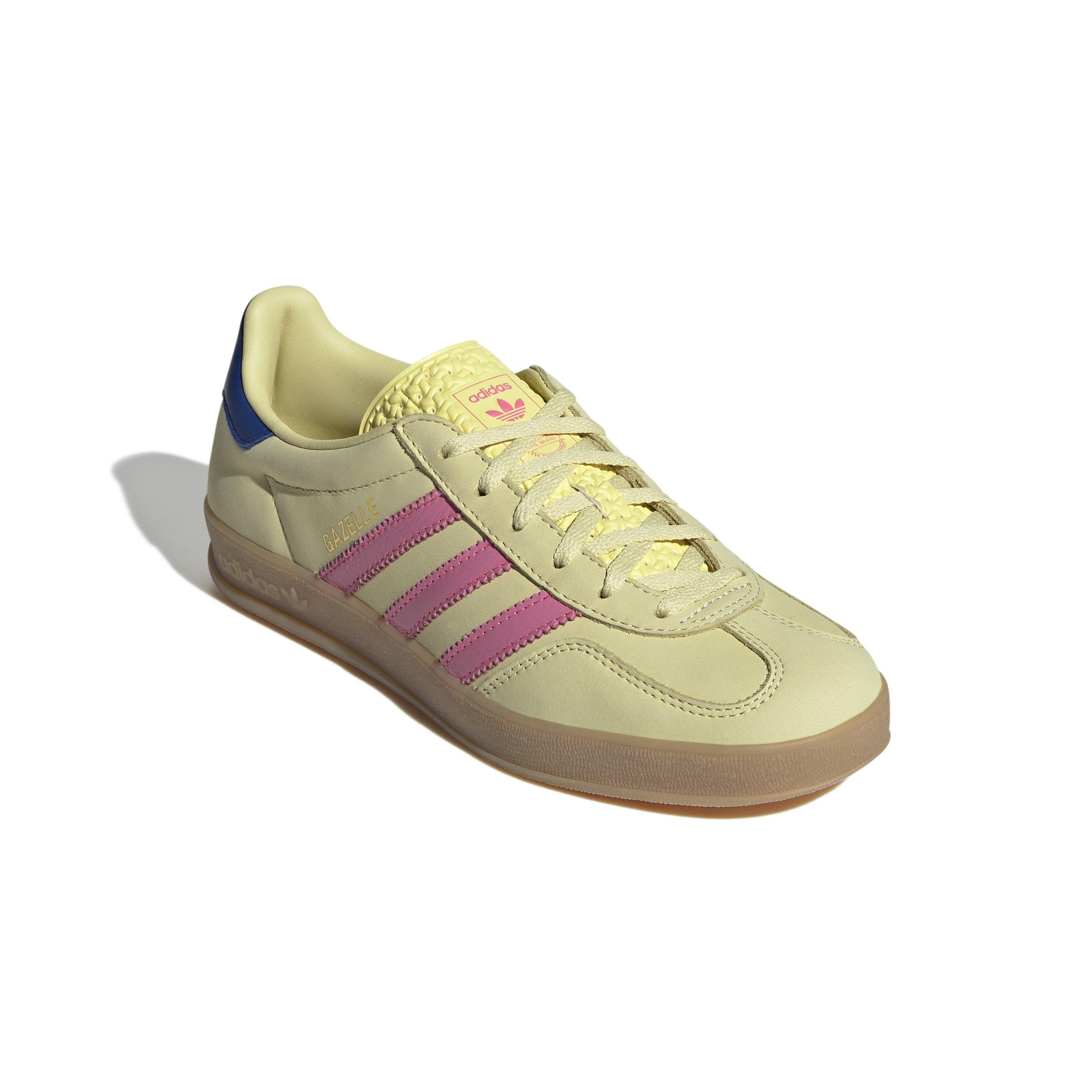 adidas Originals Gazelle "Powder Yellow/Lucid Pink/Team Royal Blue" Women's Shoe - YELLOW/PINK/ROYAL Thumbnail View 3