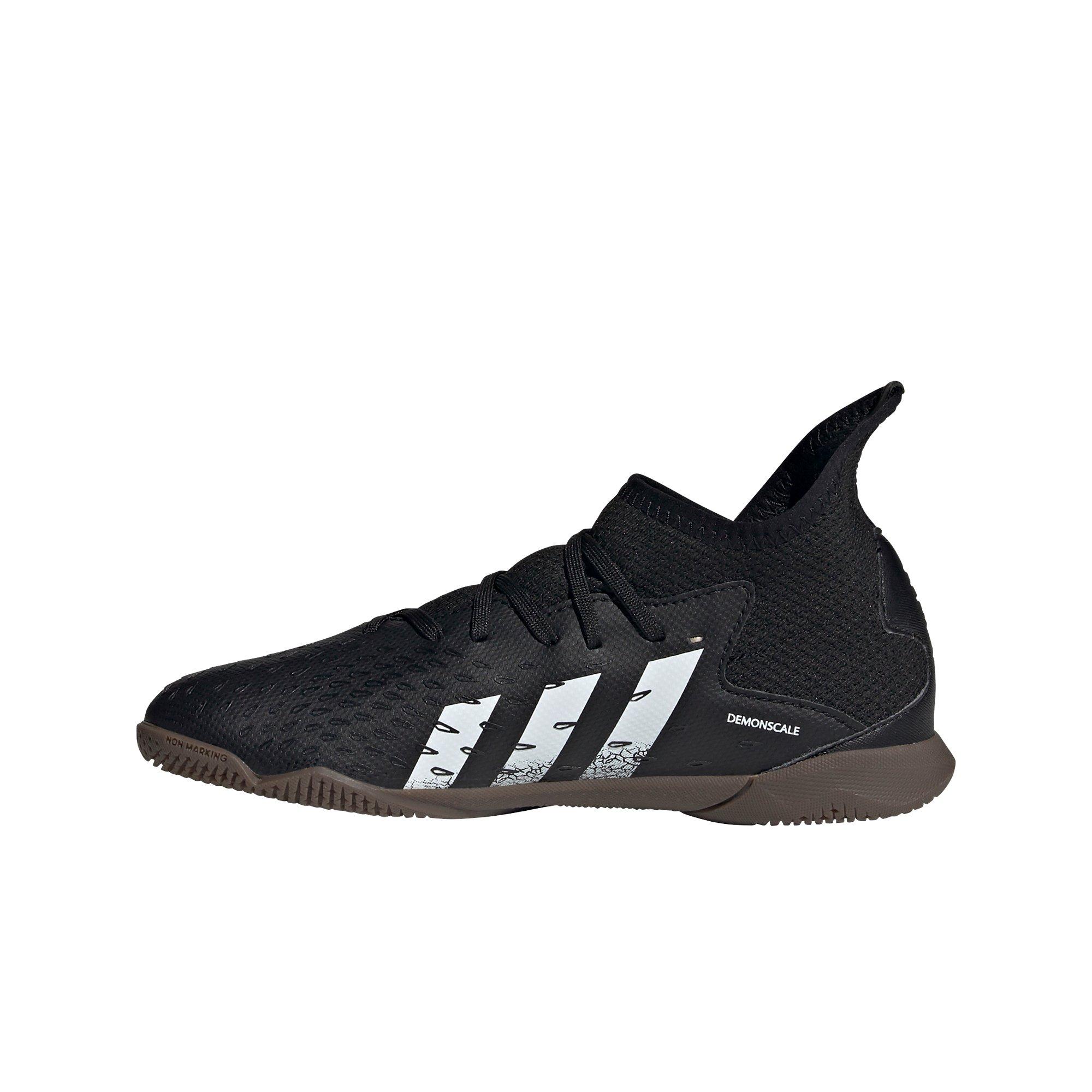adidas Predator Freak.3 Indoor J "Black/White" Preschool Kids' Soccer Cleat - BLACK/GUM Thumbnail View 2