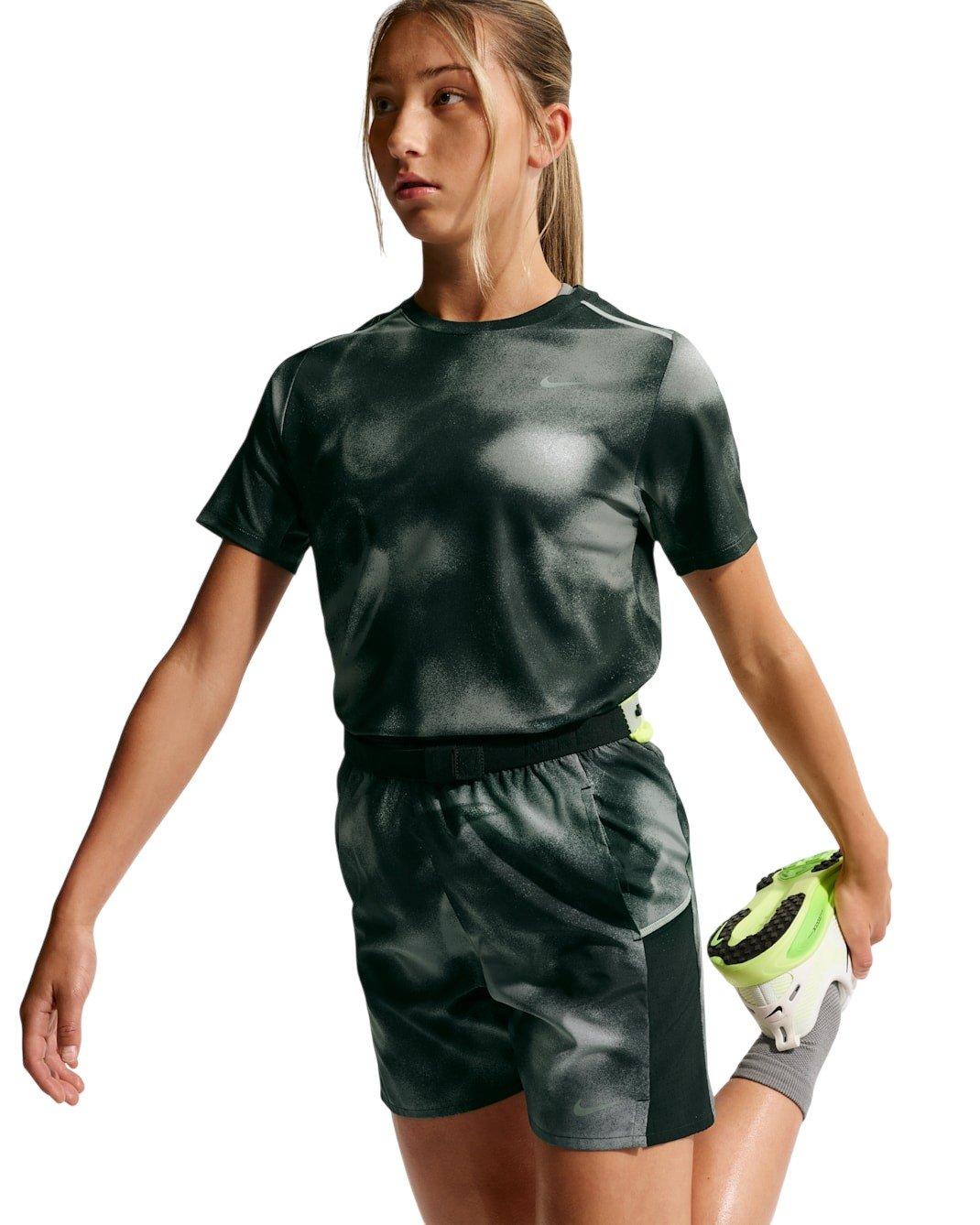 Nike Big Kids' Miler Dri-FIT Short Sleeve Running Top - Black - BLACK Thumbnail View 3