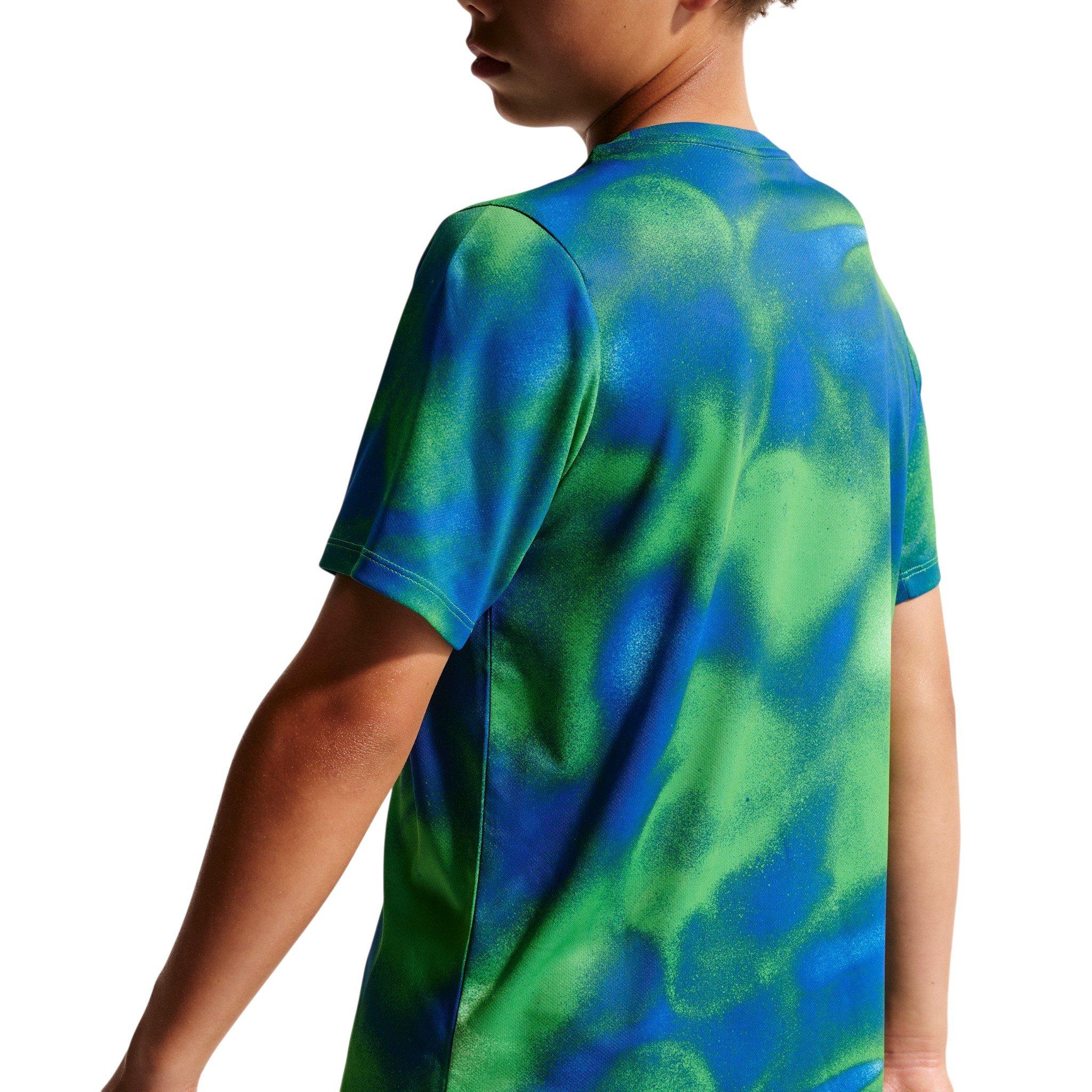 Nike Miler Dri-FIT Big Kids' Blue/Green Short Sleeve Running Top