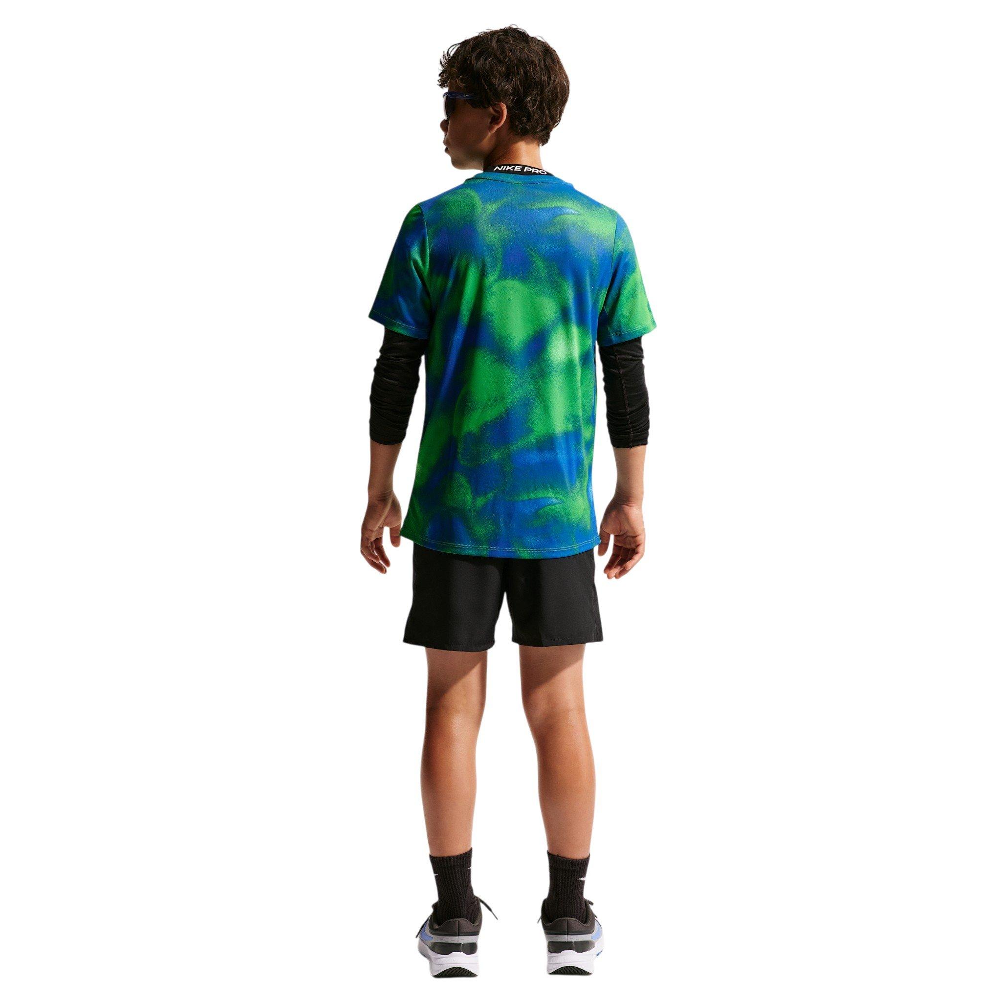 Nike Miler Dri-FIT Big Kids' Blue/Green Short Sleeve Running Top