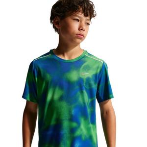 Nike Big Kids' Miler Dri-FIT Short Sleeve Running Top - Blue/Green - BLUE/GREEN