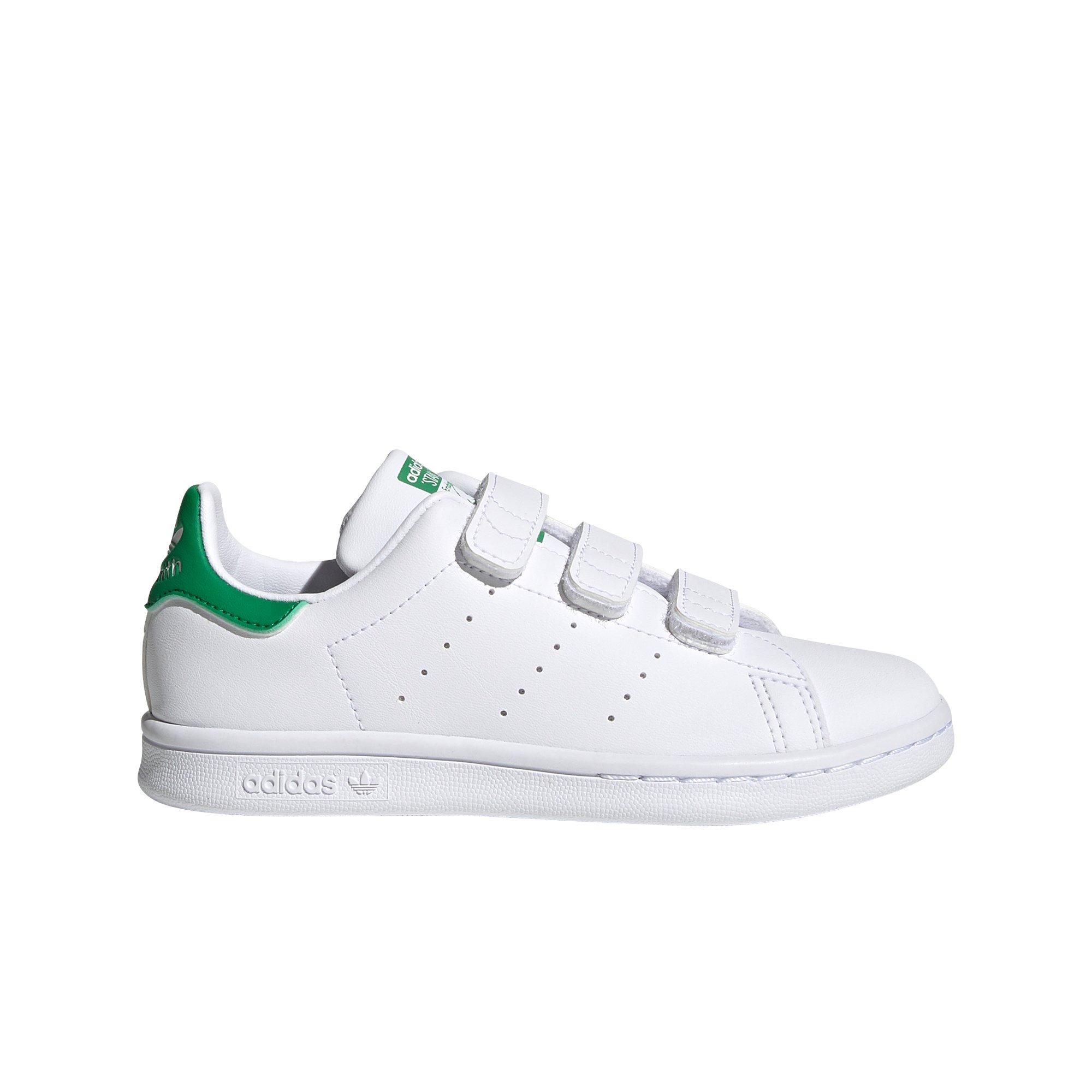 adidas Originals Stan Smith Velcro "White/Green" Preschool Boys' Shoe - WHITE/GREEN Thumbnail View 1