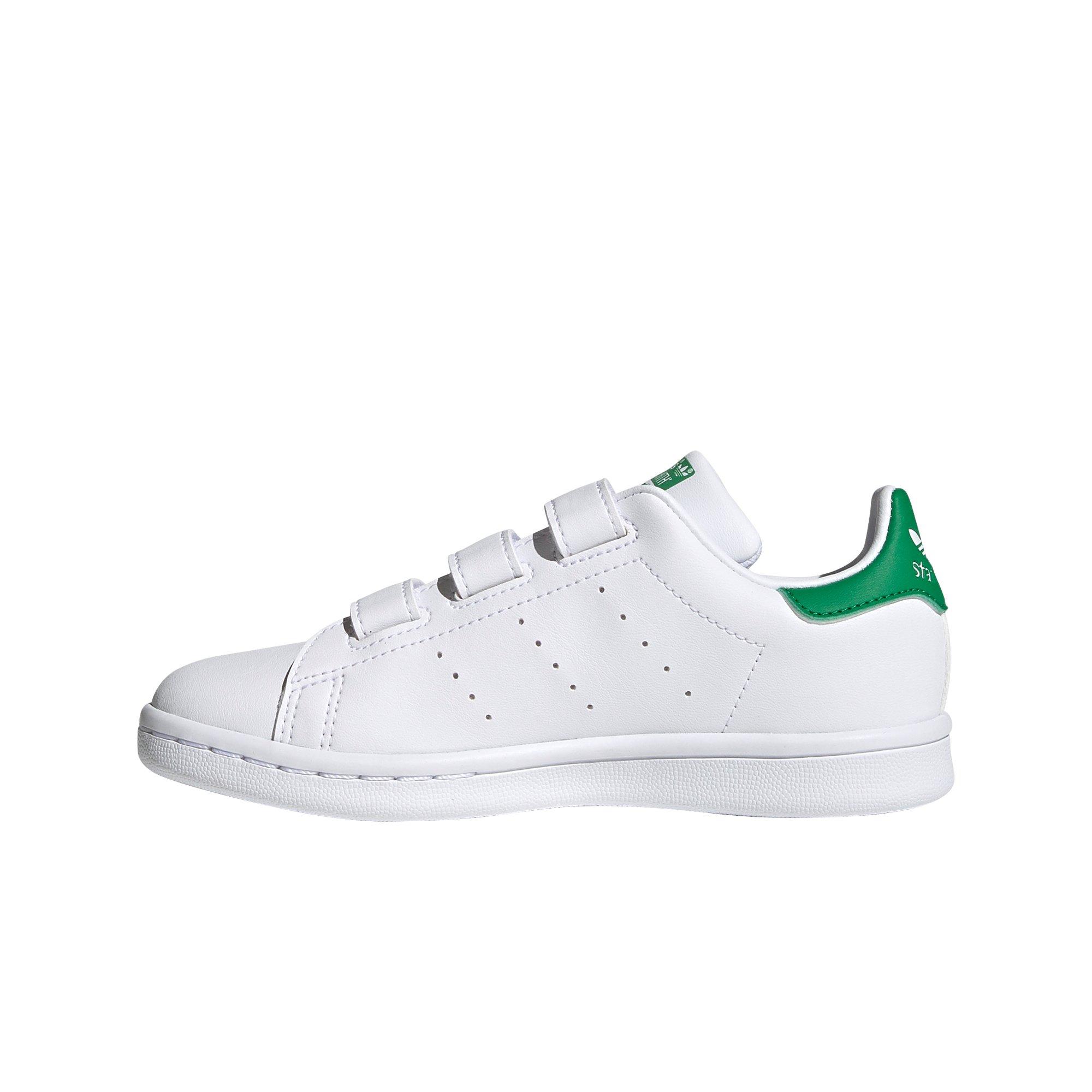 adidas Originals Stan Smith Velcro "White/Green" Preschool Boys' Shoe - WHITE/GREEN Thumbnail View 2