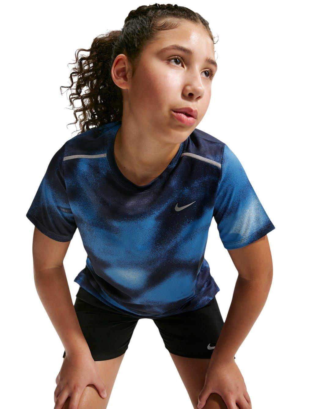 Nike Miler Dri-FIT Big Kids' Blue/Navy Short Sleeve Running Top