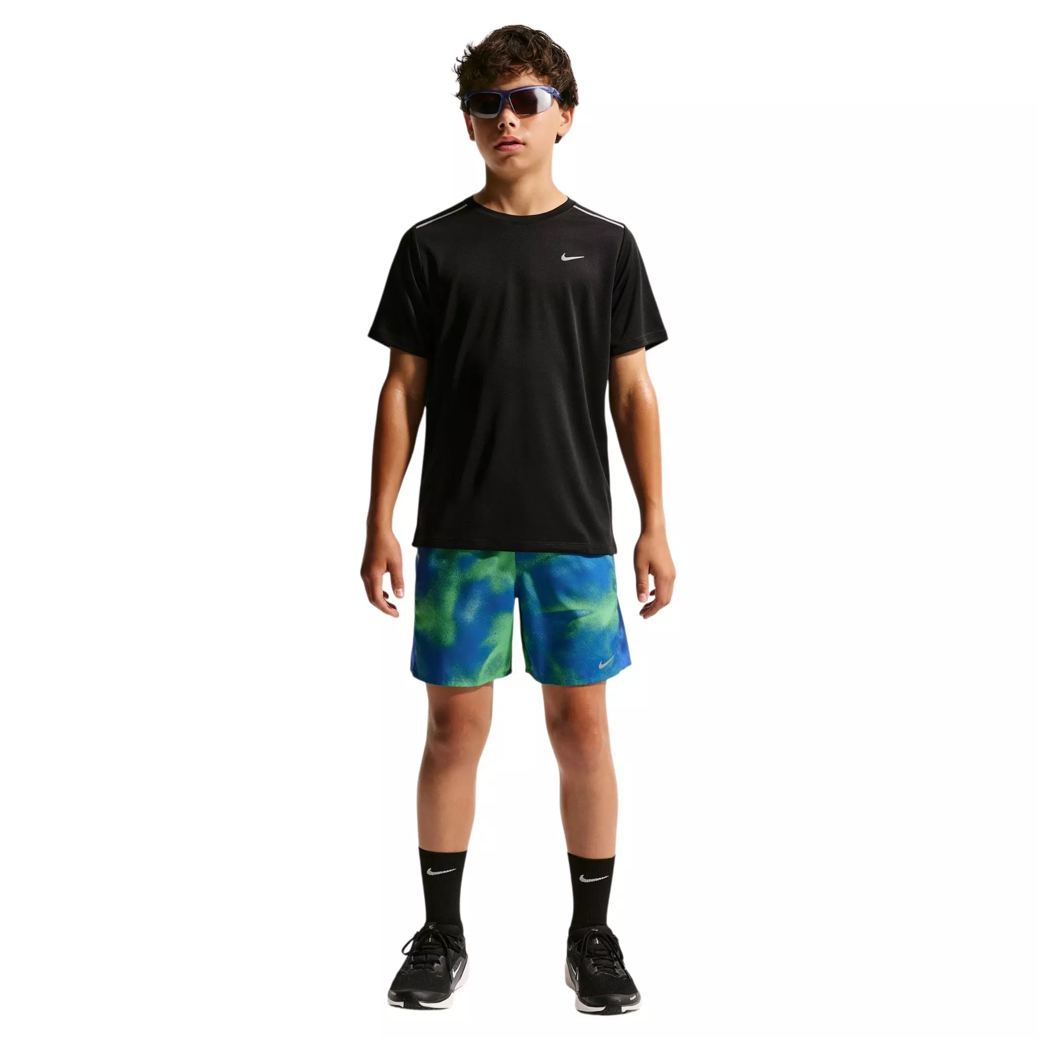 Nike Big Boys' Miler Dri-FIT Shorts - Blue/Green - BLUE/GREEN