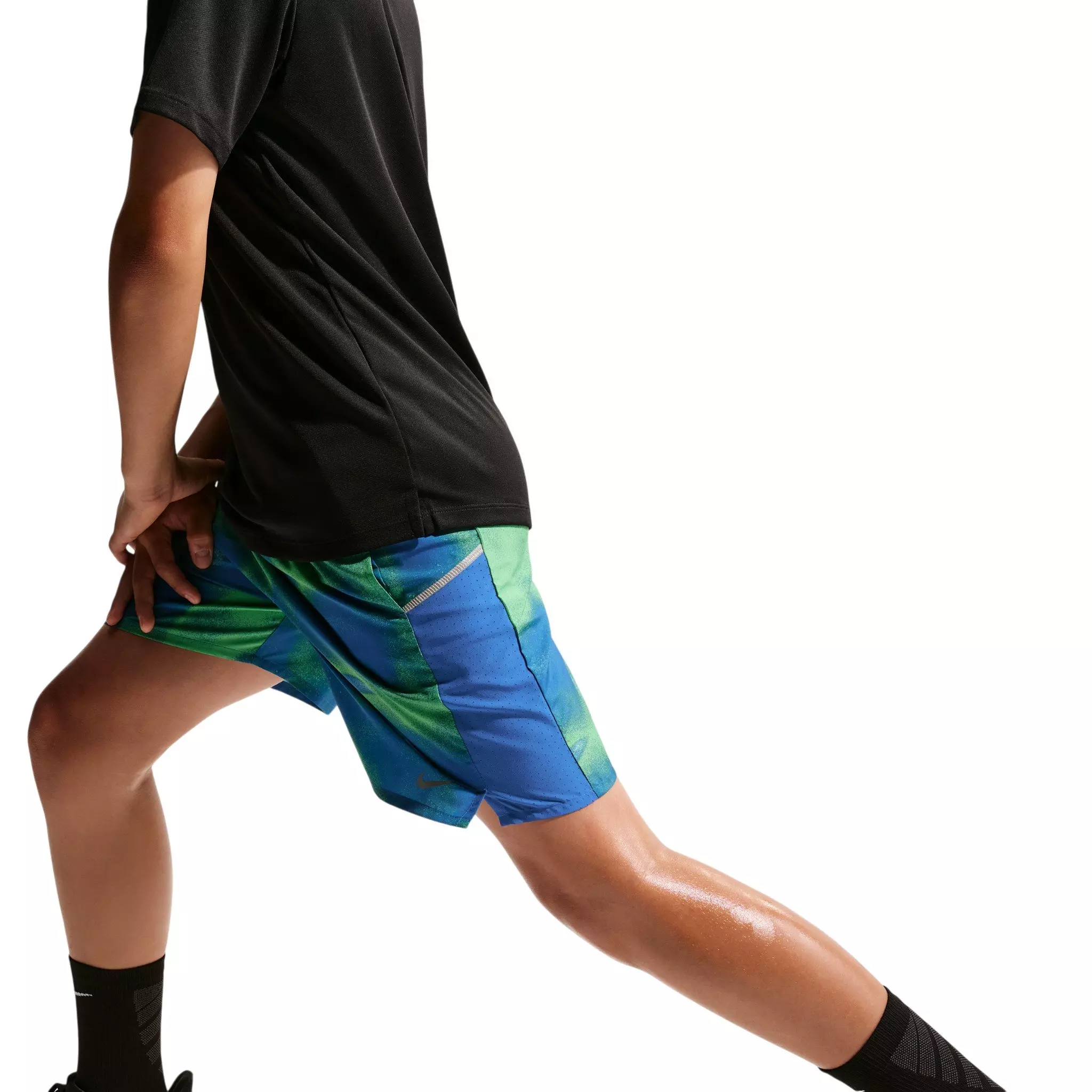 Nike Big Boys' Miler Dri-FIT Shorts - Blue/Green - BLUE/GREEN