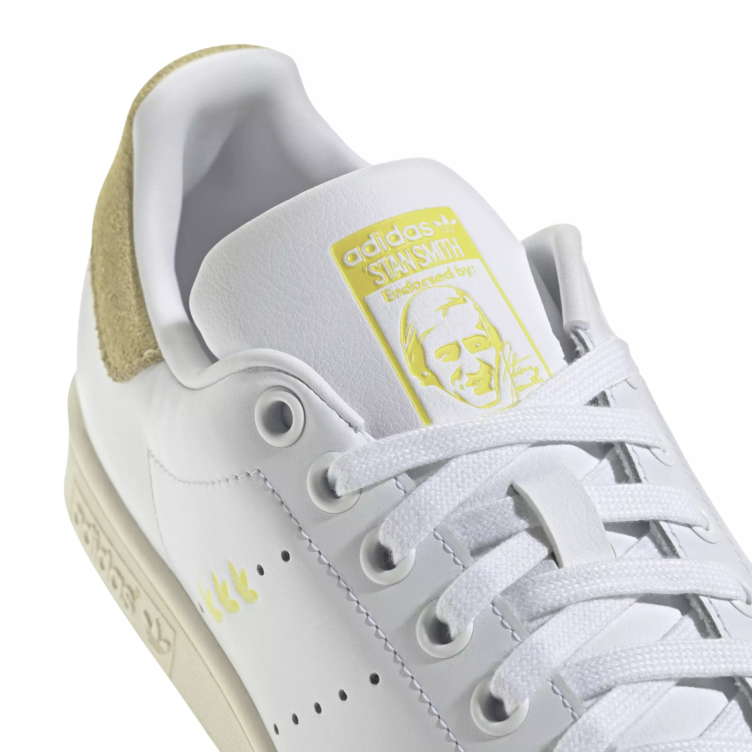 adidas Originals Stan Smith "Ftwr White/Powder Yellow/Pure Sulfur" Women's Shoe - WHITE/YELLOW/SULFUR