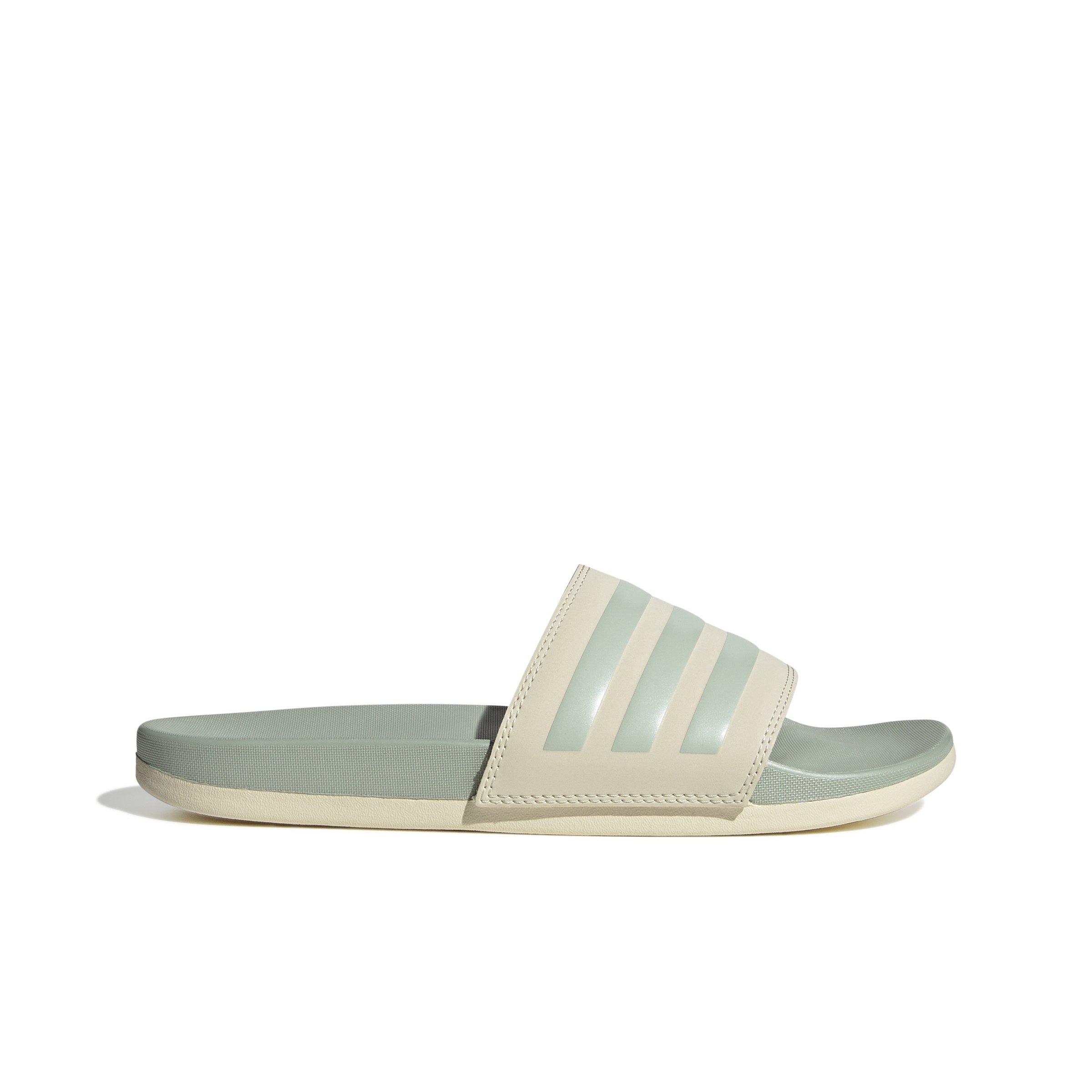 adidas Adilette Comfort "Wonder White/Linen Green Metallic" Women's Slide - WHITE/GREEN