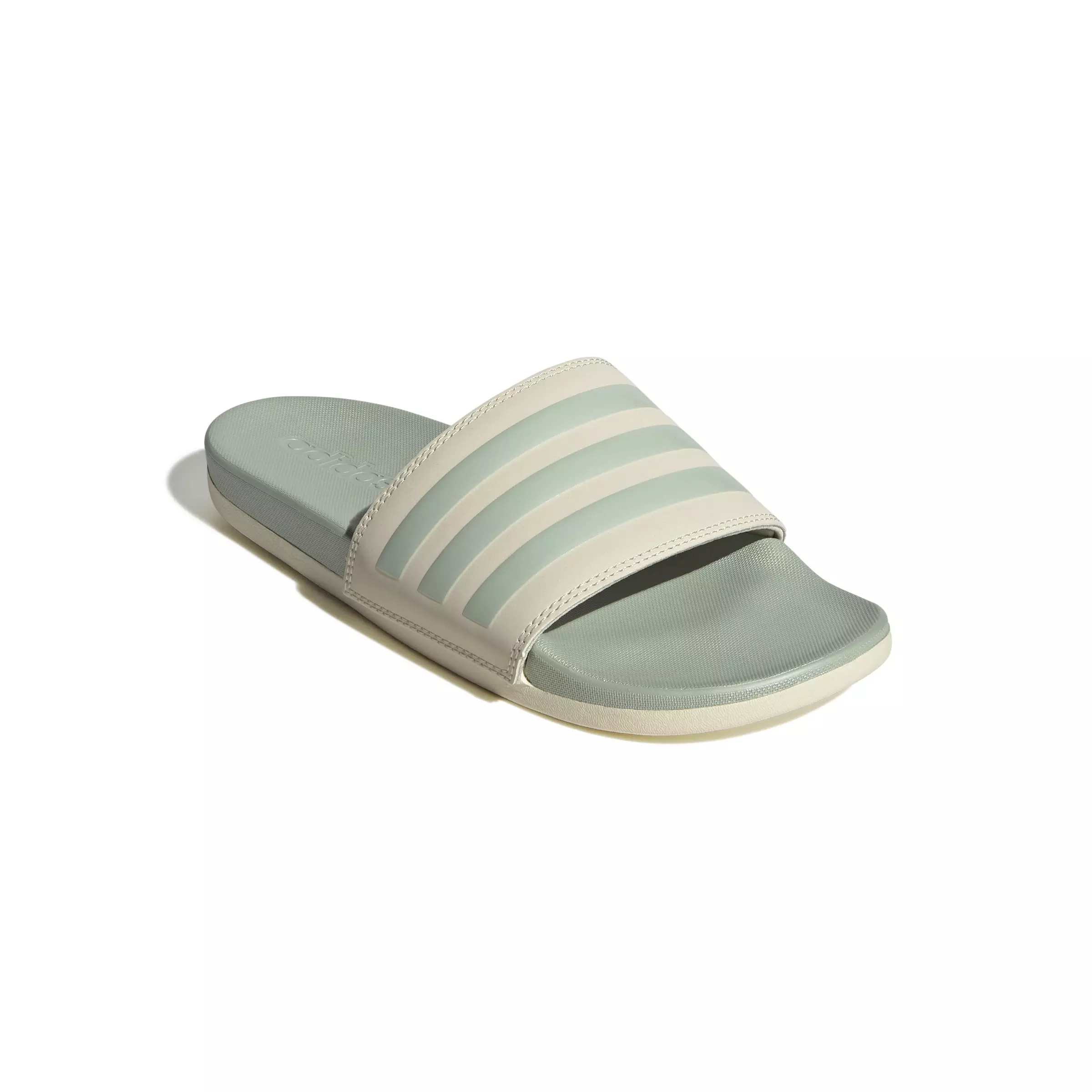 adidas Adilette Comfort "Wonder White/Linen Green Metallic" Women's Slide - WHITE/GREEN
