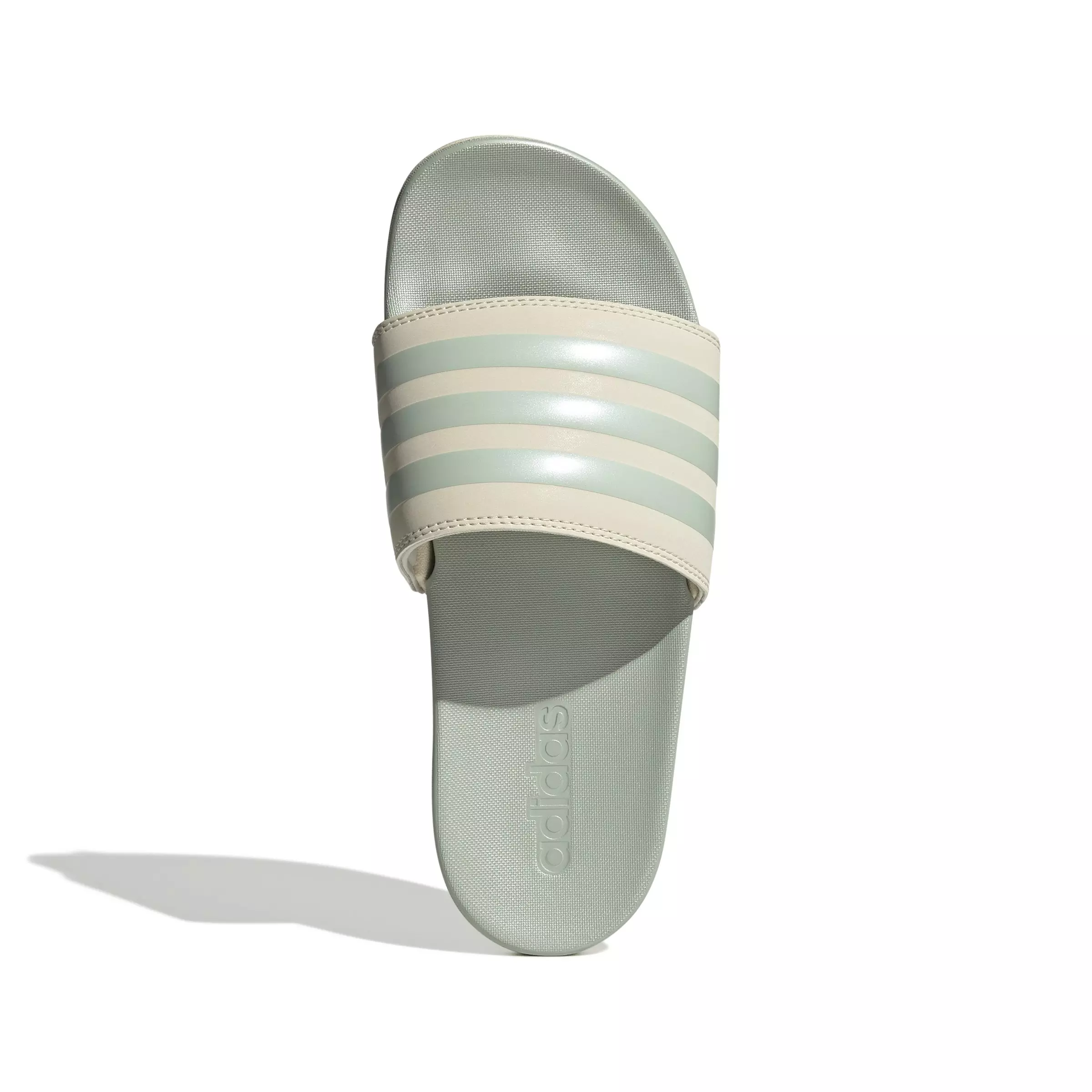 adidas Adilette Comfort "Wonder White/Linen Green Metallic" Women's Slide - WHITE/GREEN