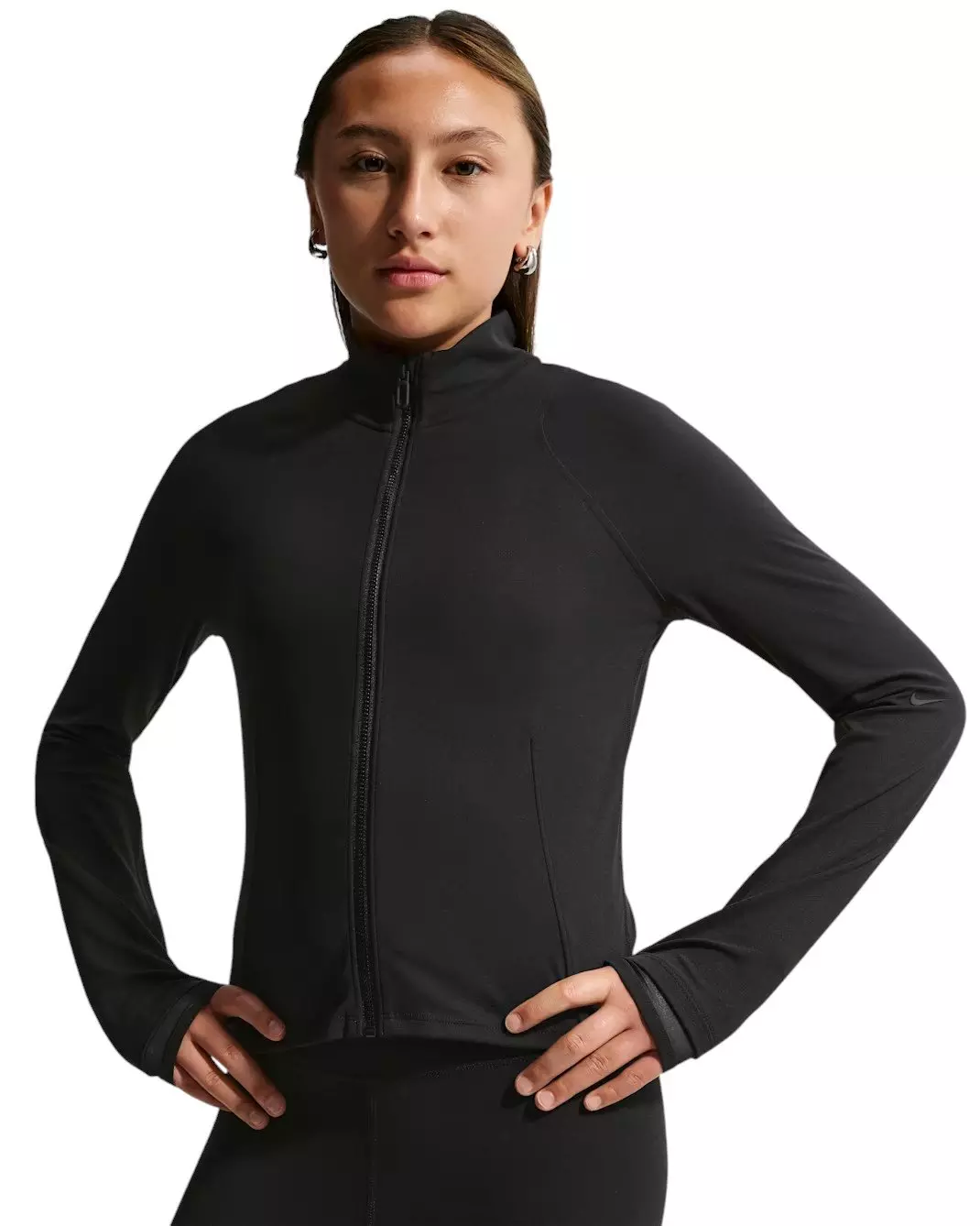 Nike Big Girls' MAVN Dri-FIT Fitted Full-Zip Long-Sleeve Top - Black - BLACK