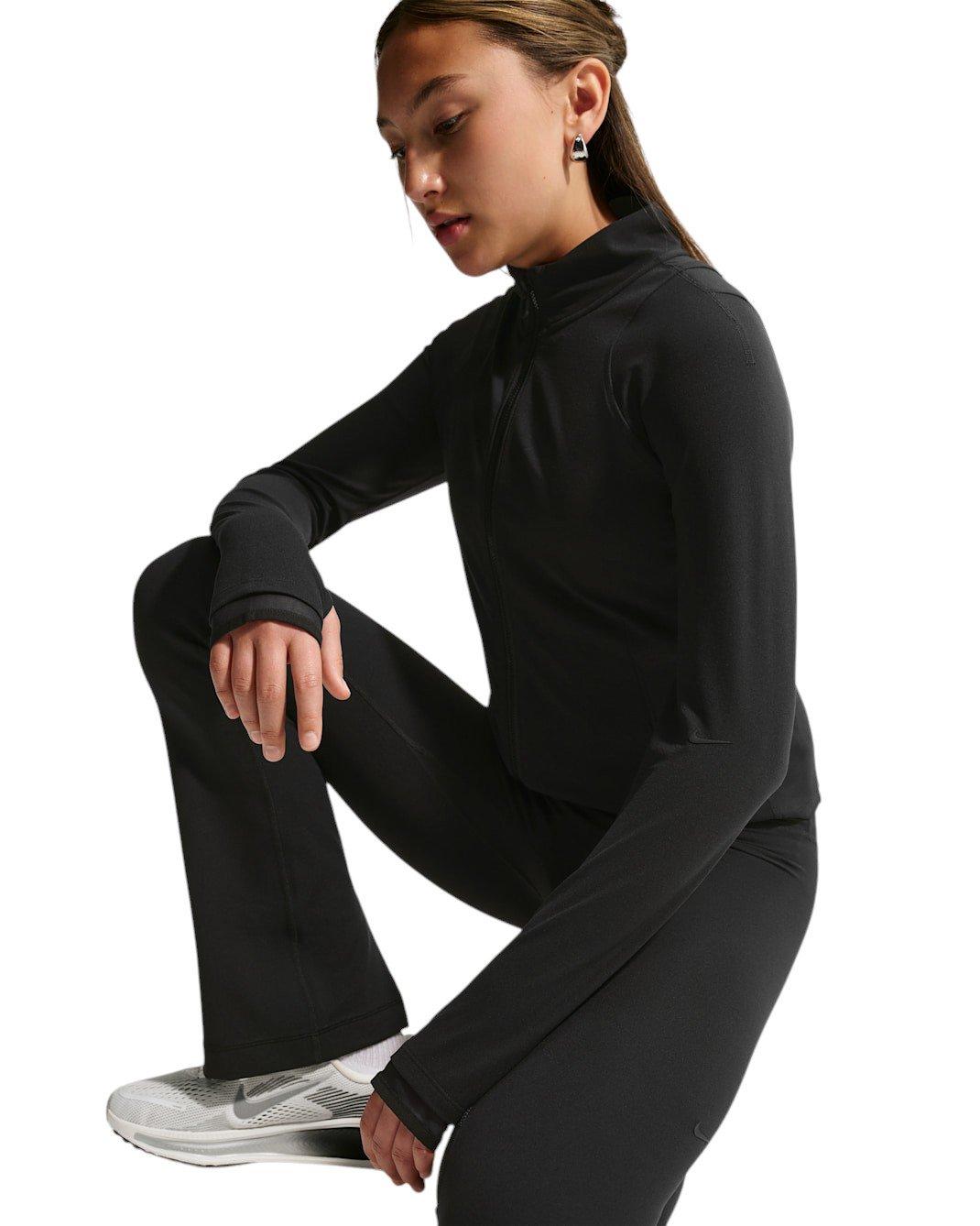 Nike Big Girls' MAVN Dri-FIT Fitted Full-Zip Long-Sleeve Top - Black - BLACK Thumbnail View 3