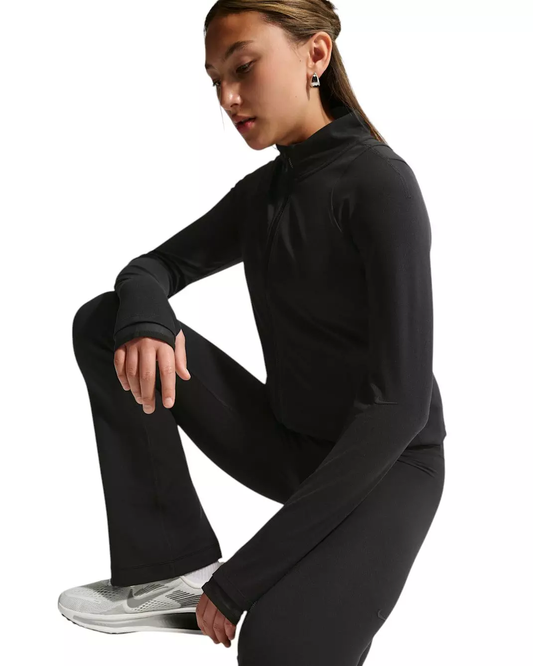 Nike Big Girls' MAVN Dri-FIT Fitted Full-Zip Long-Sleeve Top - Black - BLACK