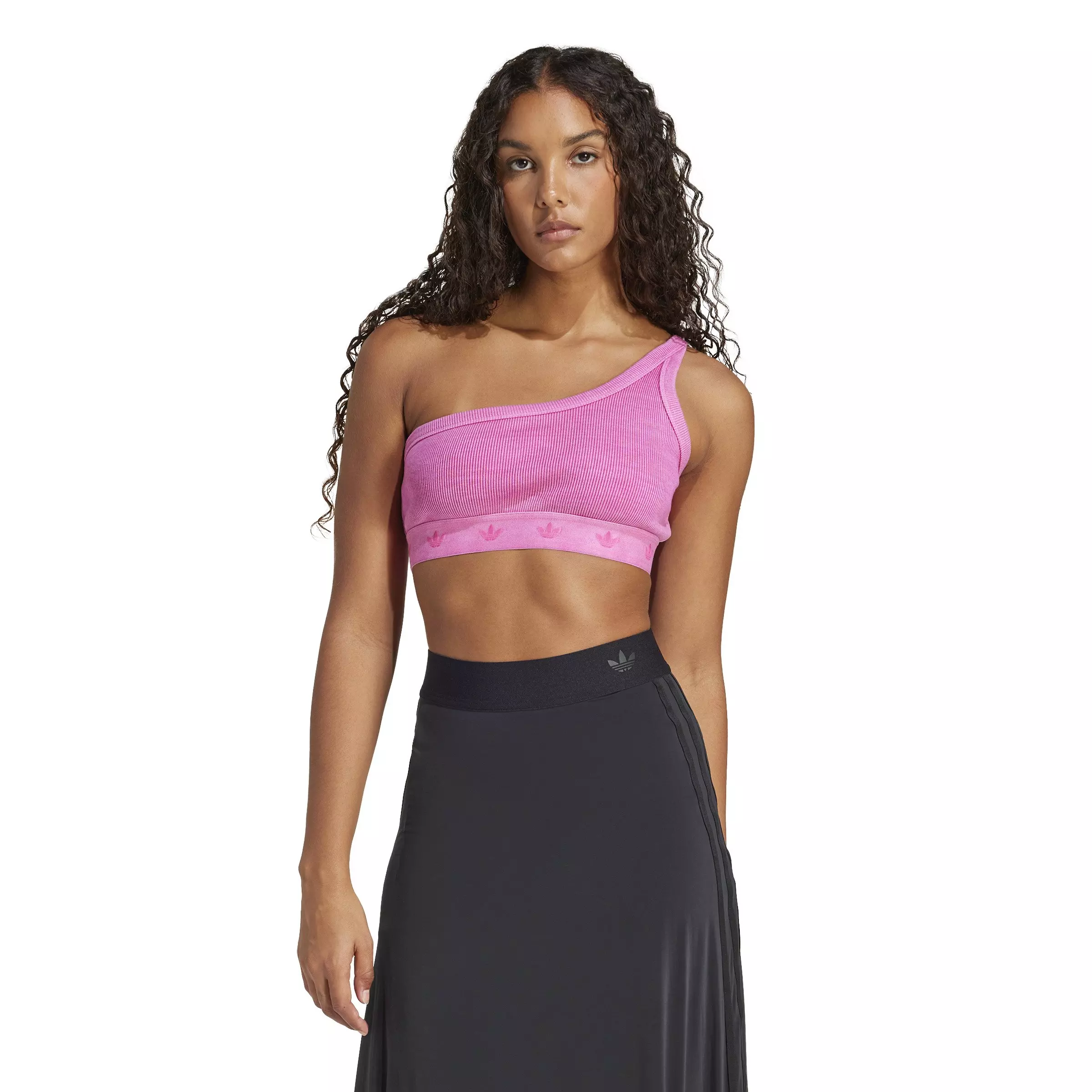 adidas Originals Women's Ribbed One-Shoulder Top -Pink - PINK