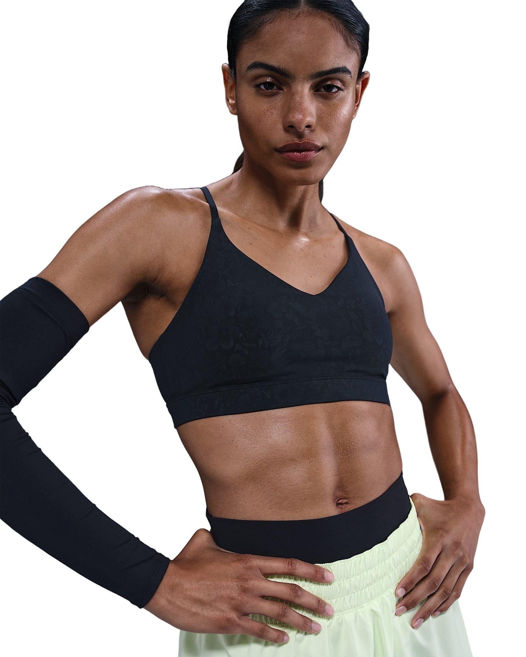 Nike Women's Indy Light Support Padded Floral Sports Bra-Black - BLACK Thumbnail View 1