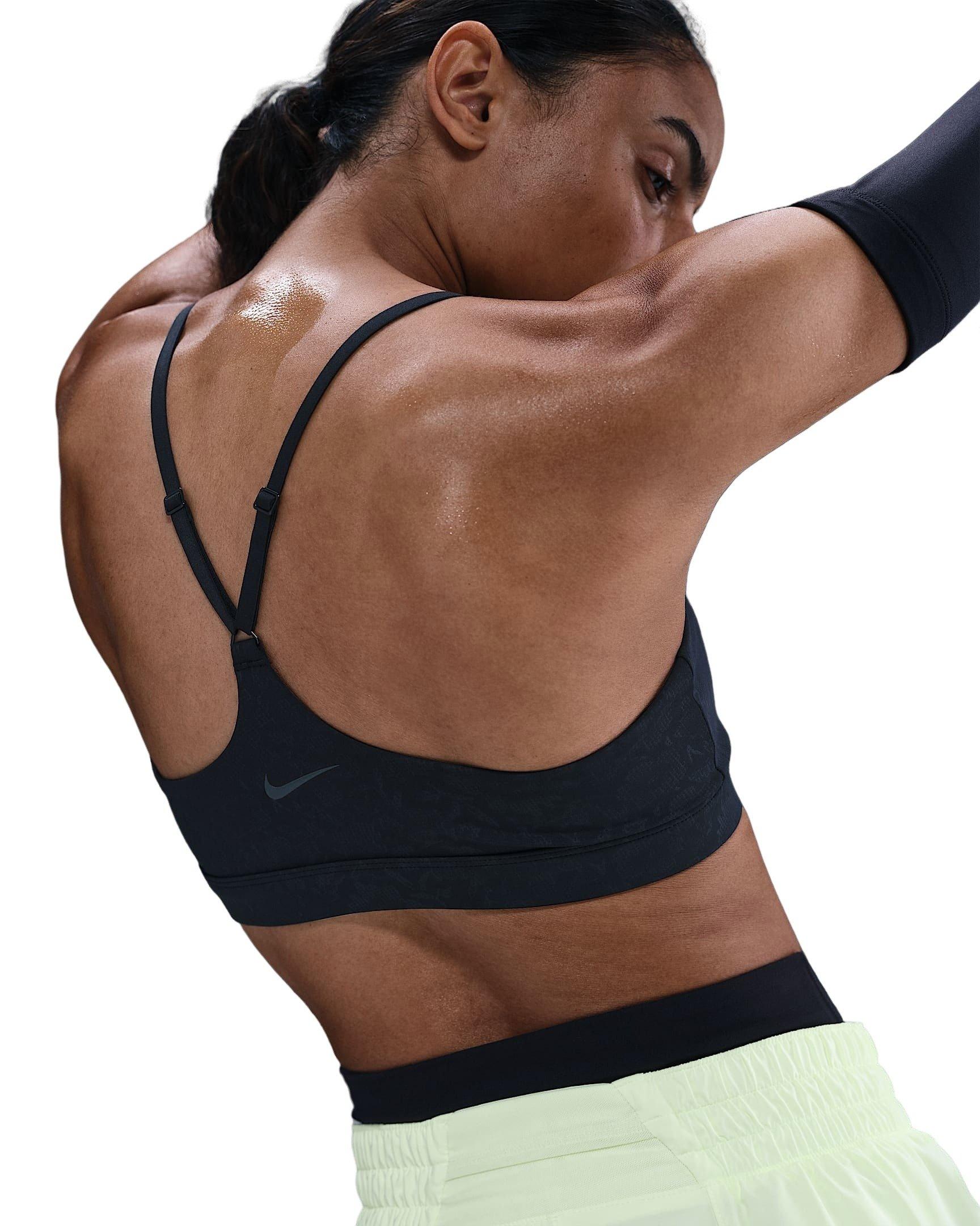 Nike Women's Indy Light Support Padded Floral Sports Bra-Black - BLACK Thumbnail View 2