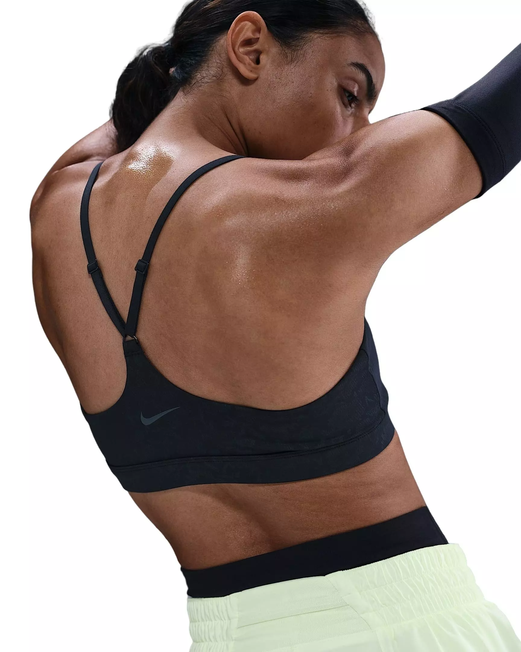 Nike Women's Indy Light Support Padded Floral Sports Bra-Black - BLACK