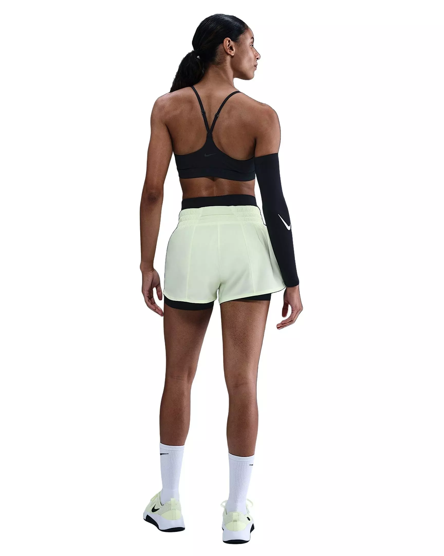 Nike Women's Indy Light Support Padded Floral Sports Bra-Black - BLACK