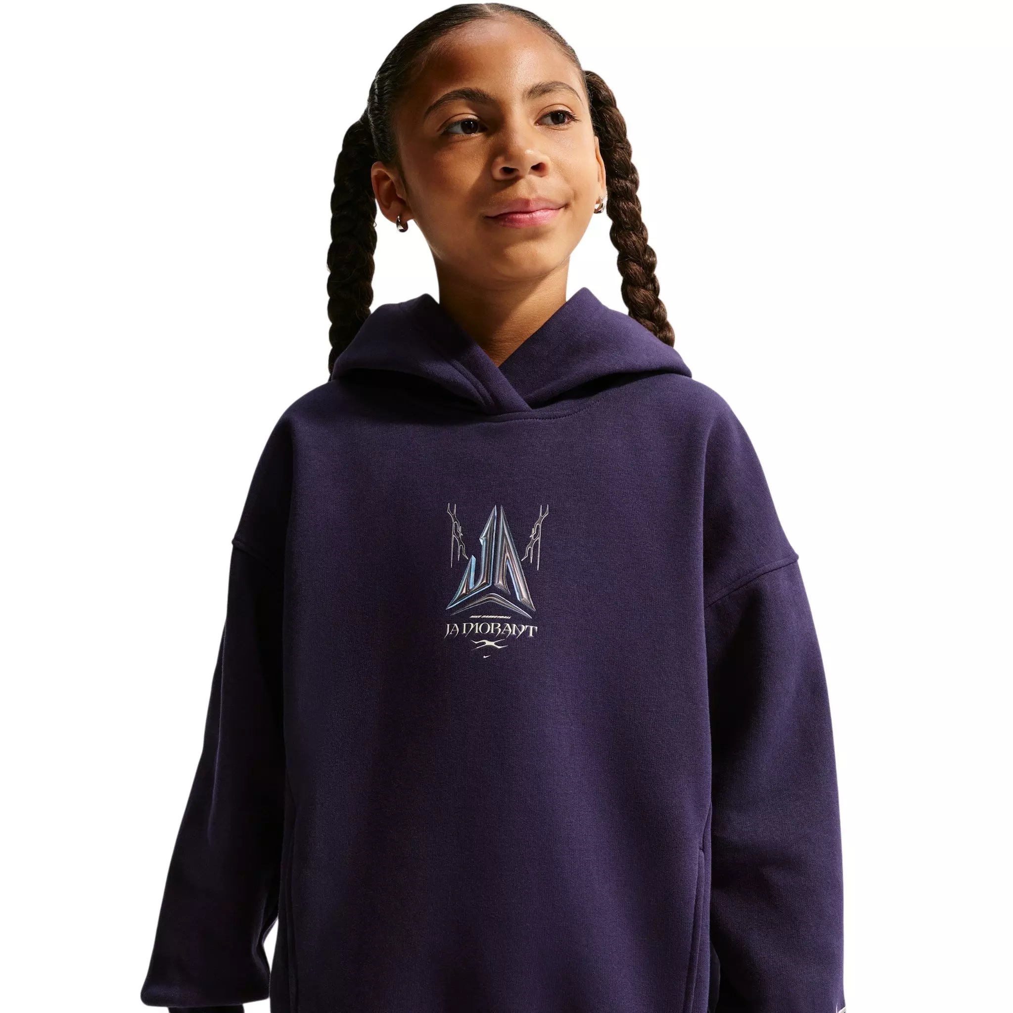 Nike Big Kids' Ja Club Fleece Oversized Hoodie - Purple - PURPLE