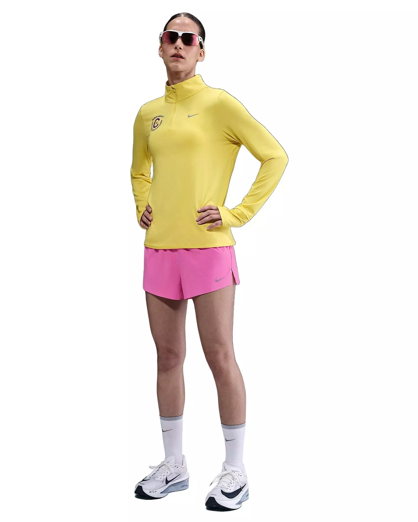 Nike Women's Swift Dri-FIT Mid-Rise 2.5" Brief-Lined Running Shorts-Pink - PINK