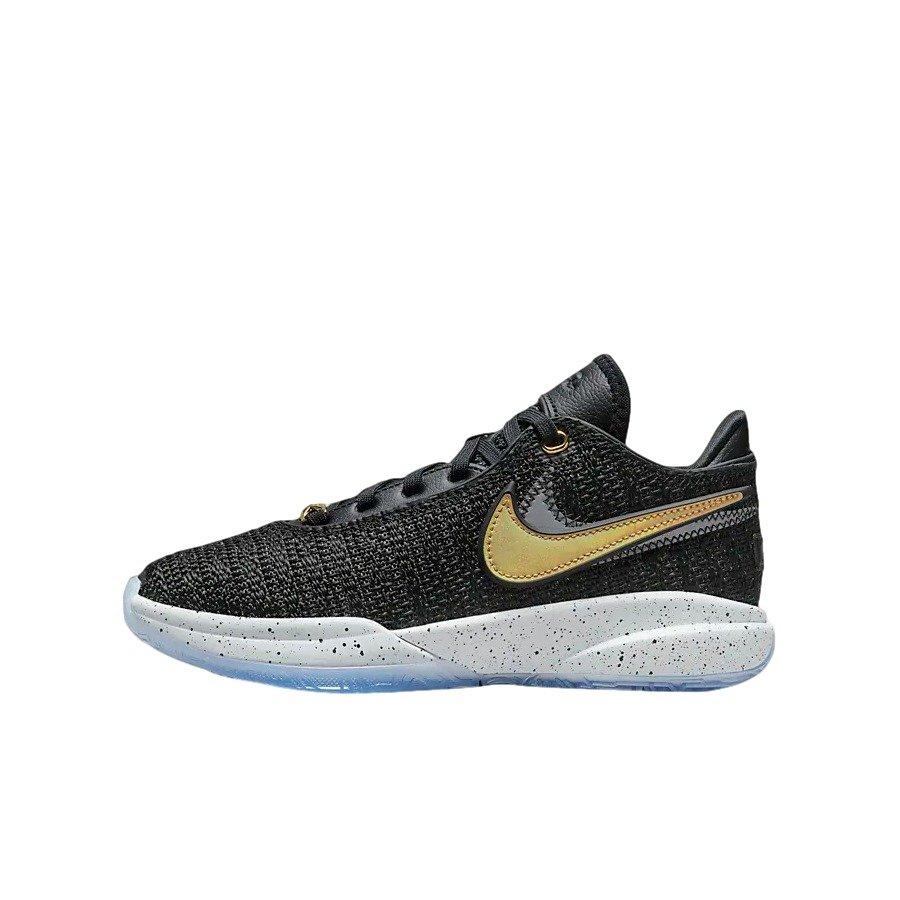 Nike LeBron XX "Black/White/Pure Platinum/Metallic Gold" Grade School Boys' Basketball Shoe