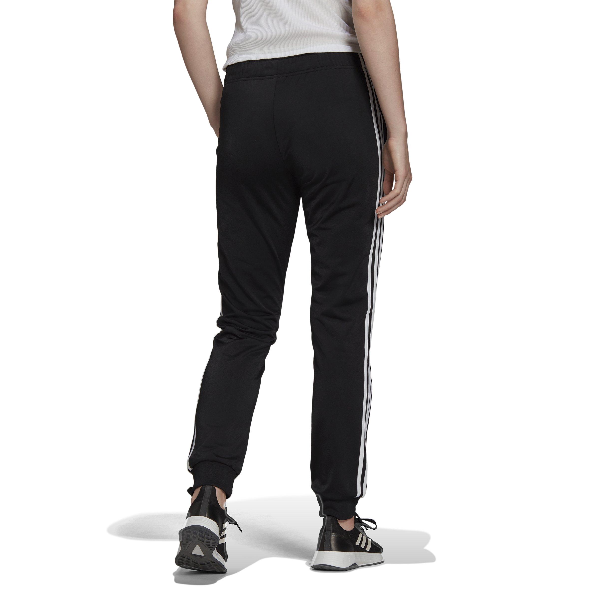 adidas Women's Primegreen Essentials Warm-Up Slim Tapered 3-Stripes  Tracksuit Bottoms-Black