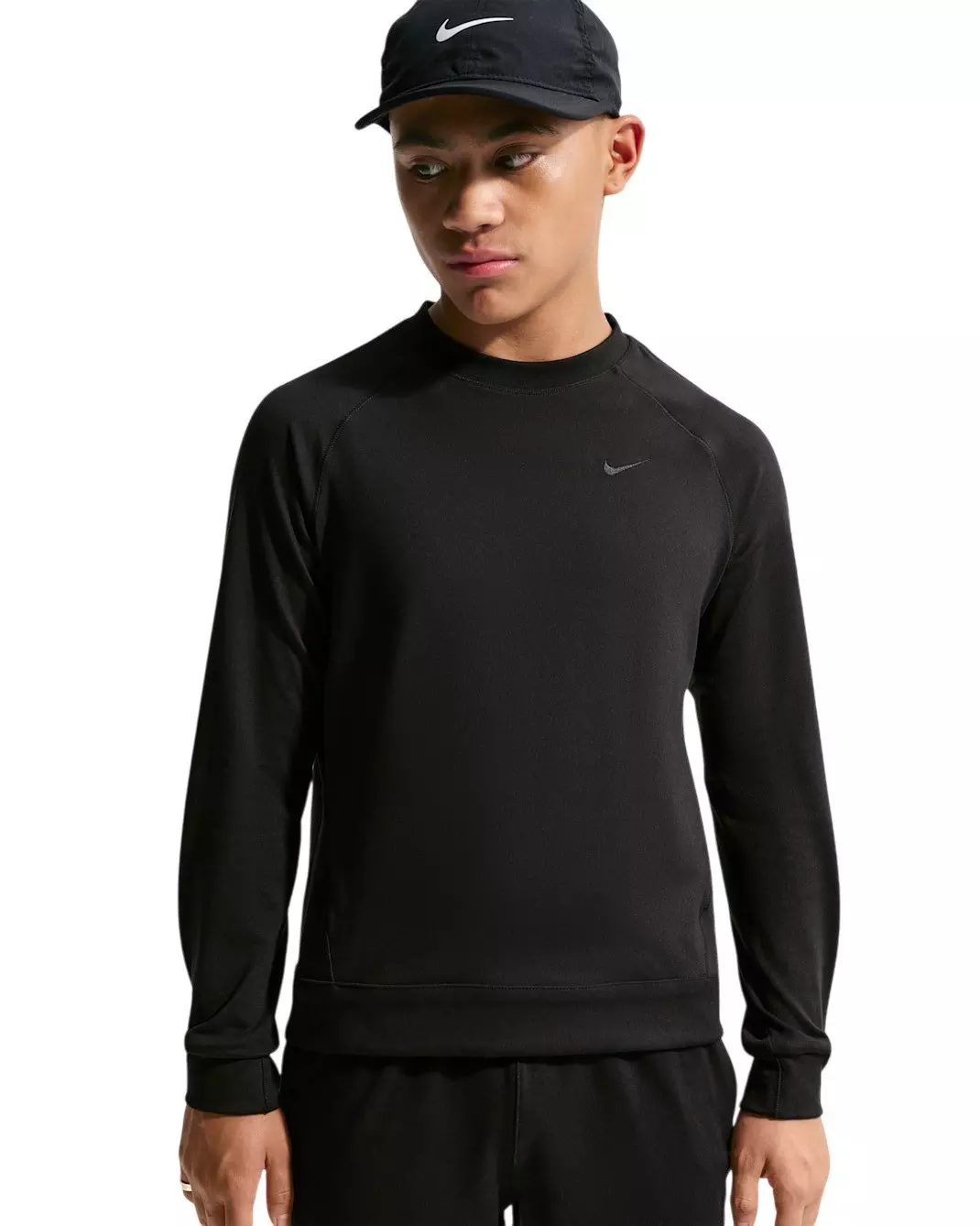 Nike Big Boys' Primary Nano Dri-FIT UV Long Sleeve Crewneck Sweatshirt - Black - BLACK