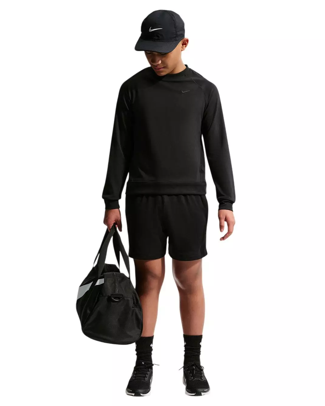 Nike Big Boys' Primary Nano Dri-FIT UV Long Sleeve Crewneck Sweatshirt - Black - BLACK