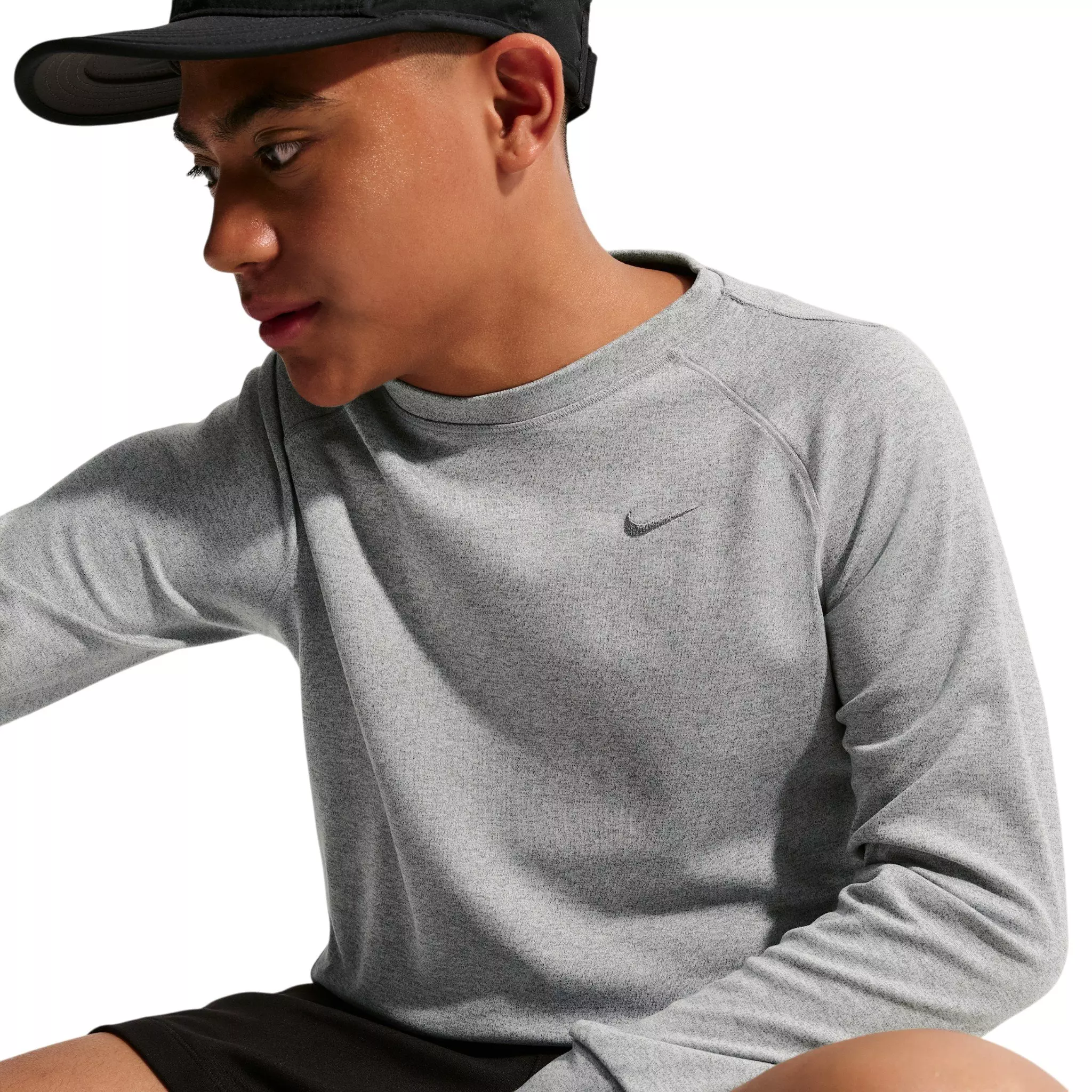 Nike Big Boys' Primary Nano Dri-FIT UV Long Sleeve Crewneck Sweatshirt - Grey - GREY